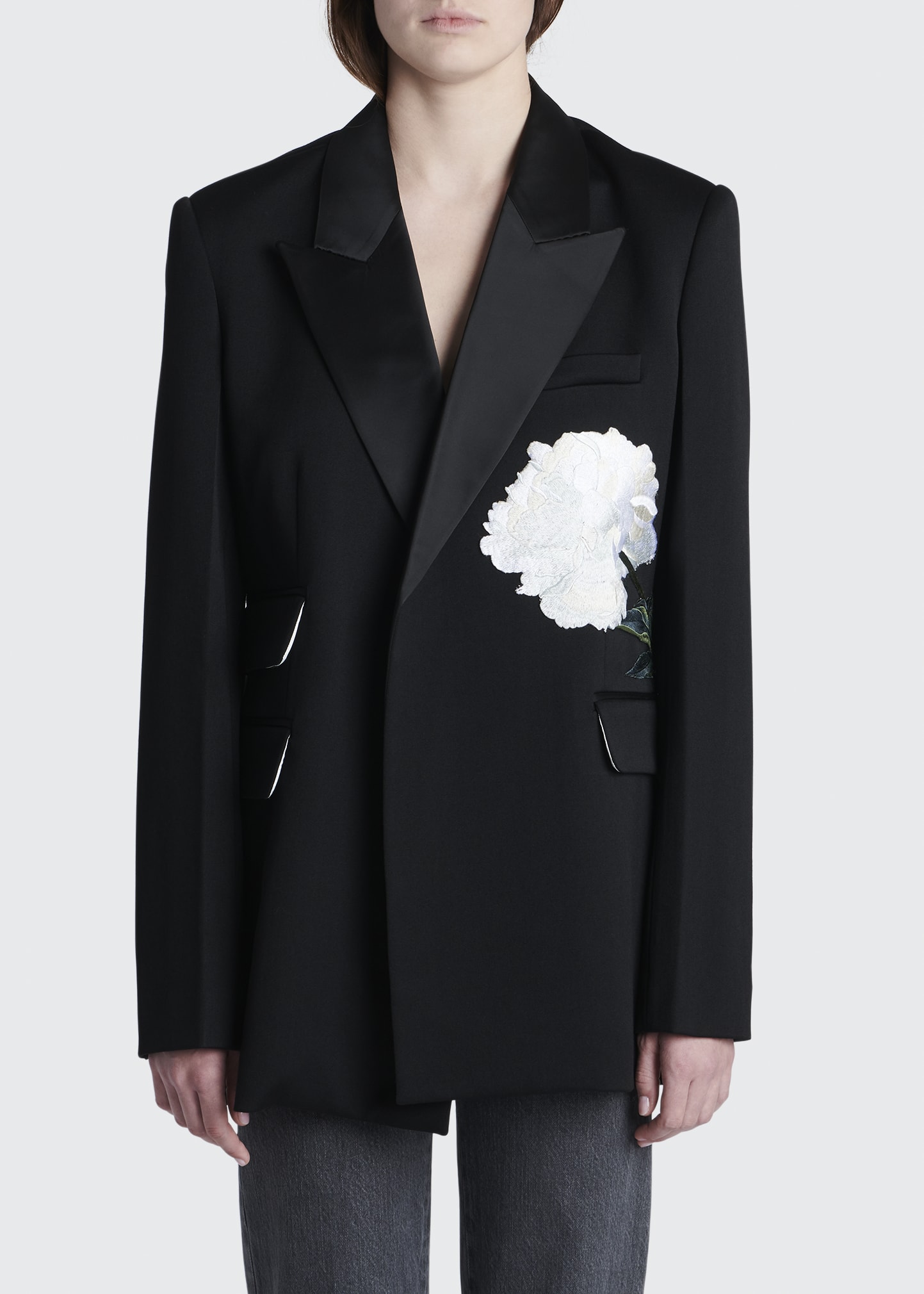 Peter Do Floral-Embroidered Oversized Tuxedo Blazer - Bergdorf