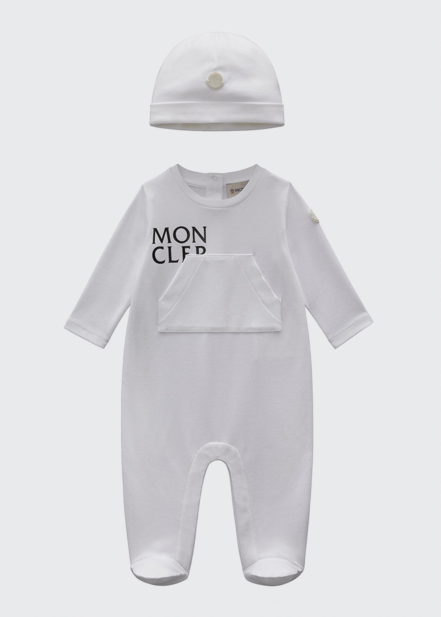 Moncler Boy's Love Logo Footie Pajamas w/ Hat, Size 1-12M 