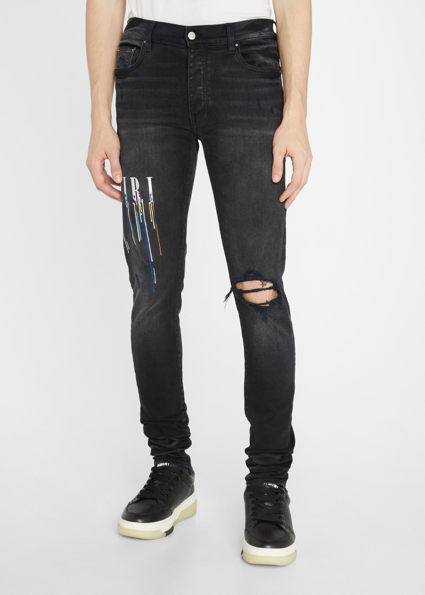 Amiri Men's Multi Paint-Drip Skinny Jeans - Bergdorf Goodman