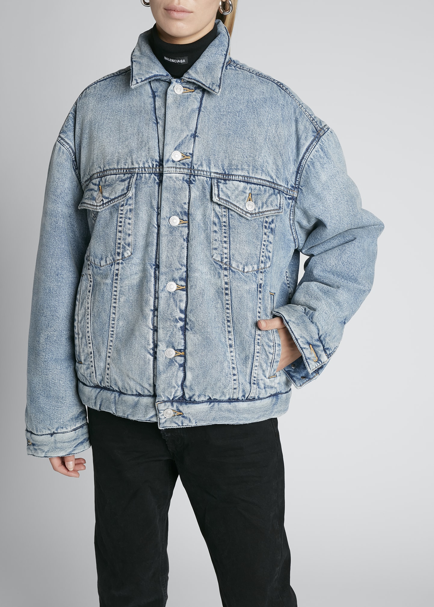 Balenciaga Denim Padded Jacket - Bergdorf Goodman