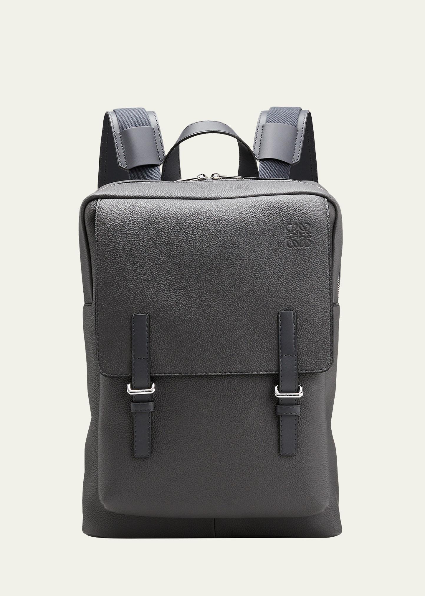 Original Loewe Military Backpack in Blue Leather Loewe Leather Military Backpack - Green Backpacks, Bags  main image 3