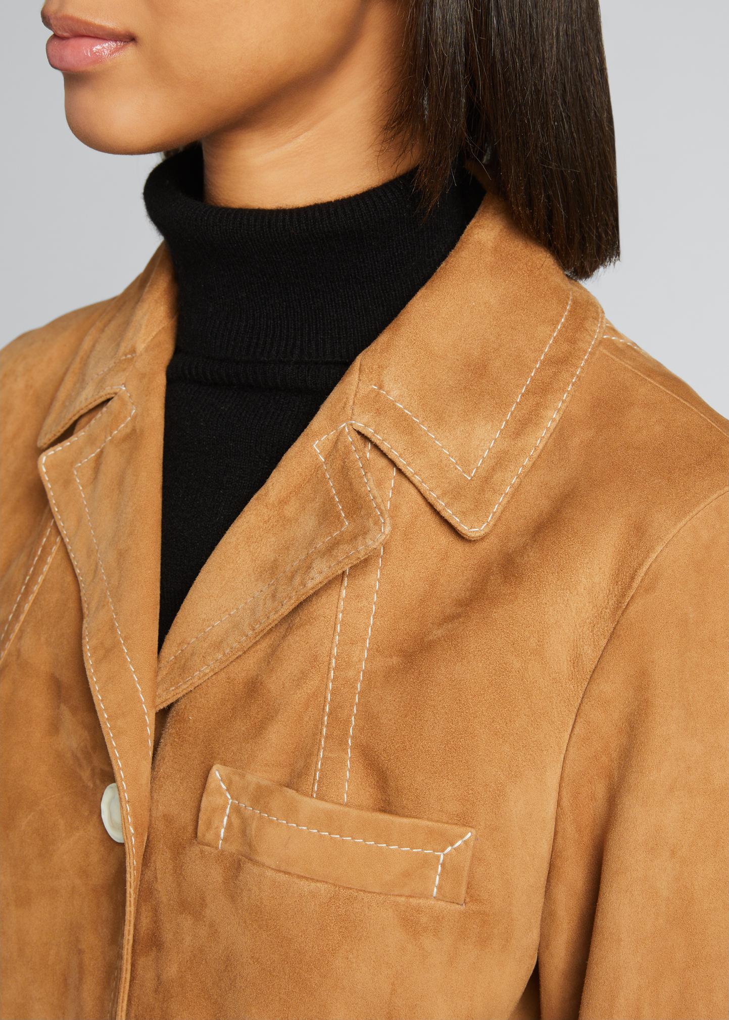 Marni Suede 3/4-Sleeve Jacket - Bergdorf Goodman