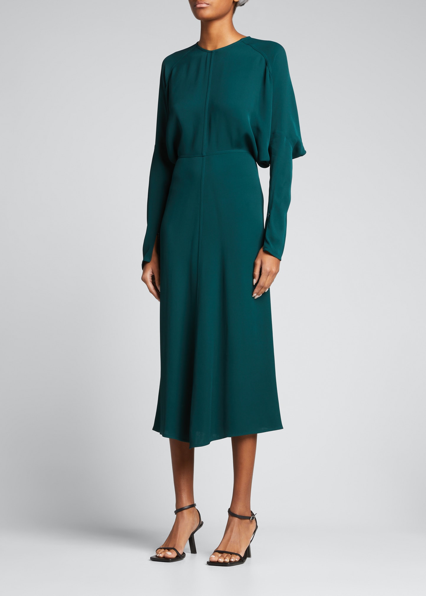 Victoria Beckham Cady Dolman Long-Sleeve Midi Dress