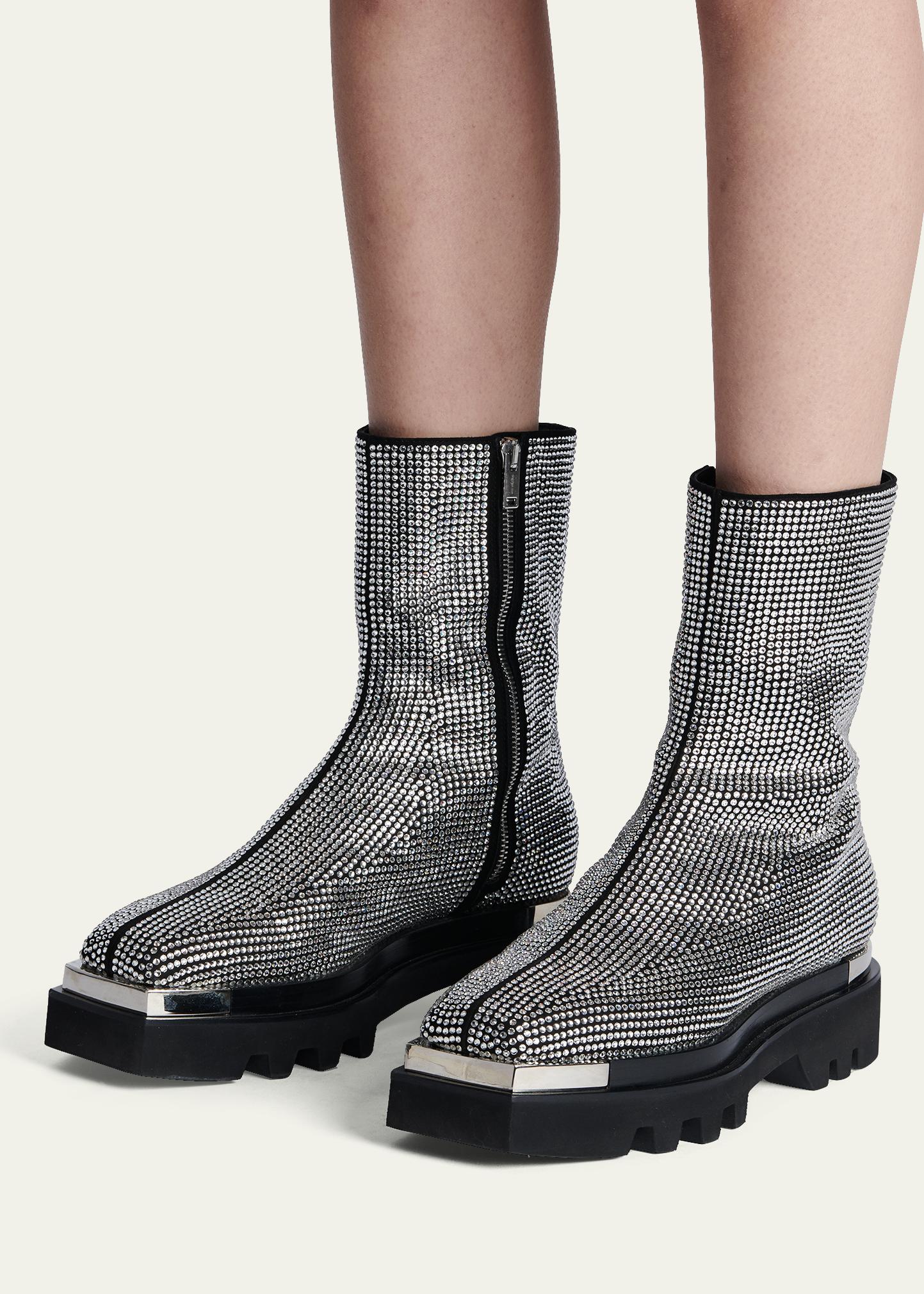 Peter Do Crystal Stud Zip Combat Boots - Bergdorf Goodman