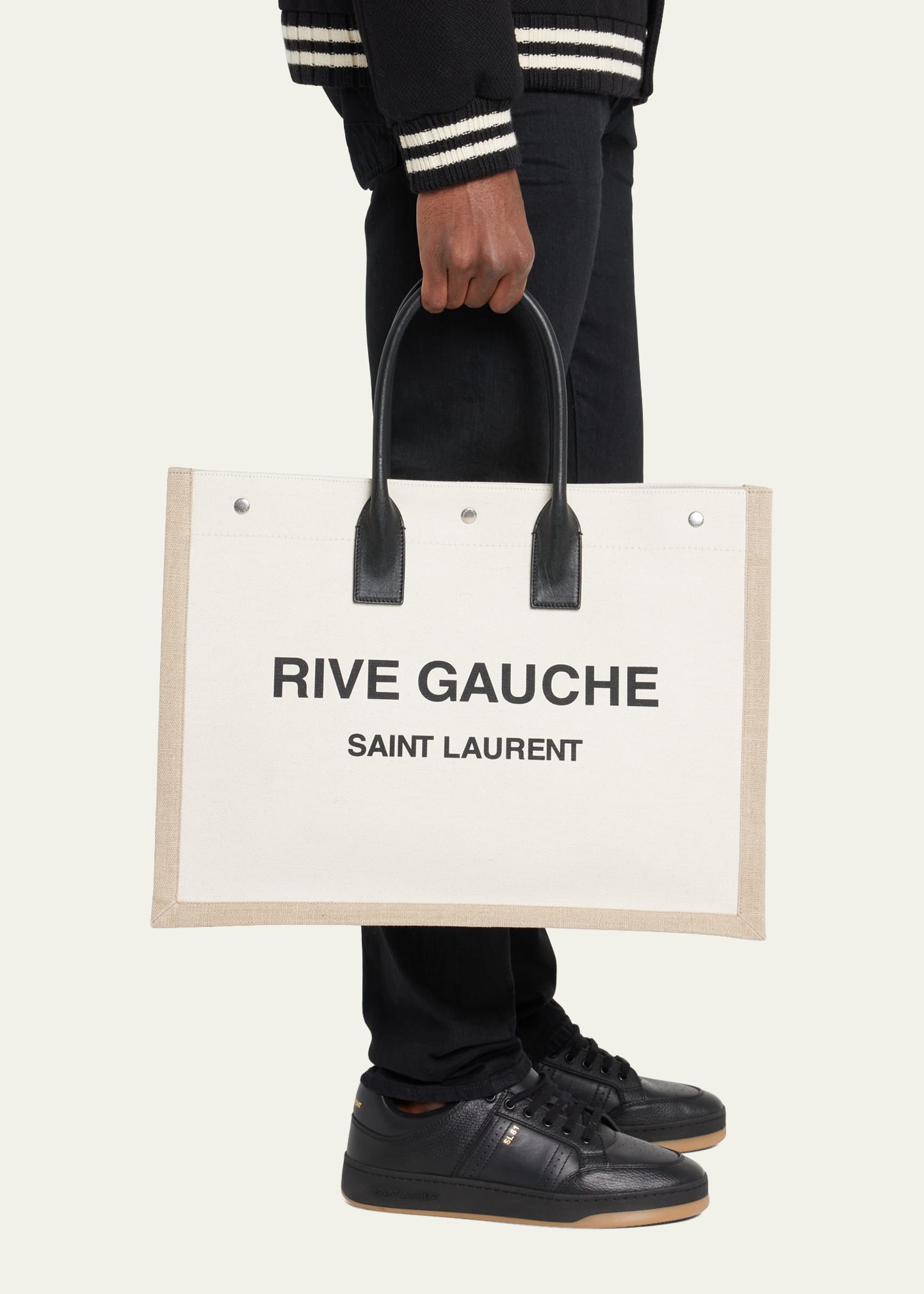 Saint Laurent Men's Rive Gauche Canvas Tote Bag - Bergdorf Goodman