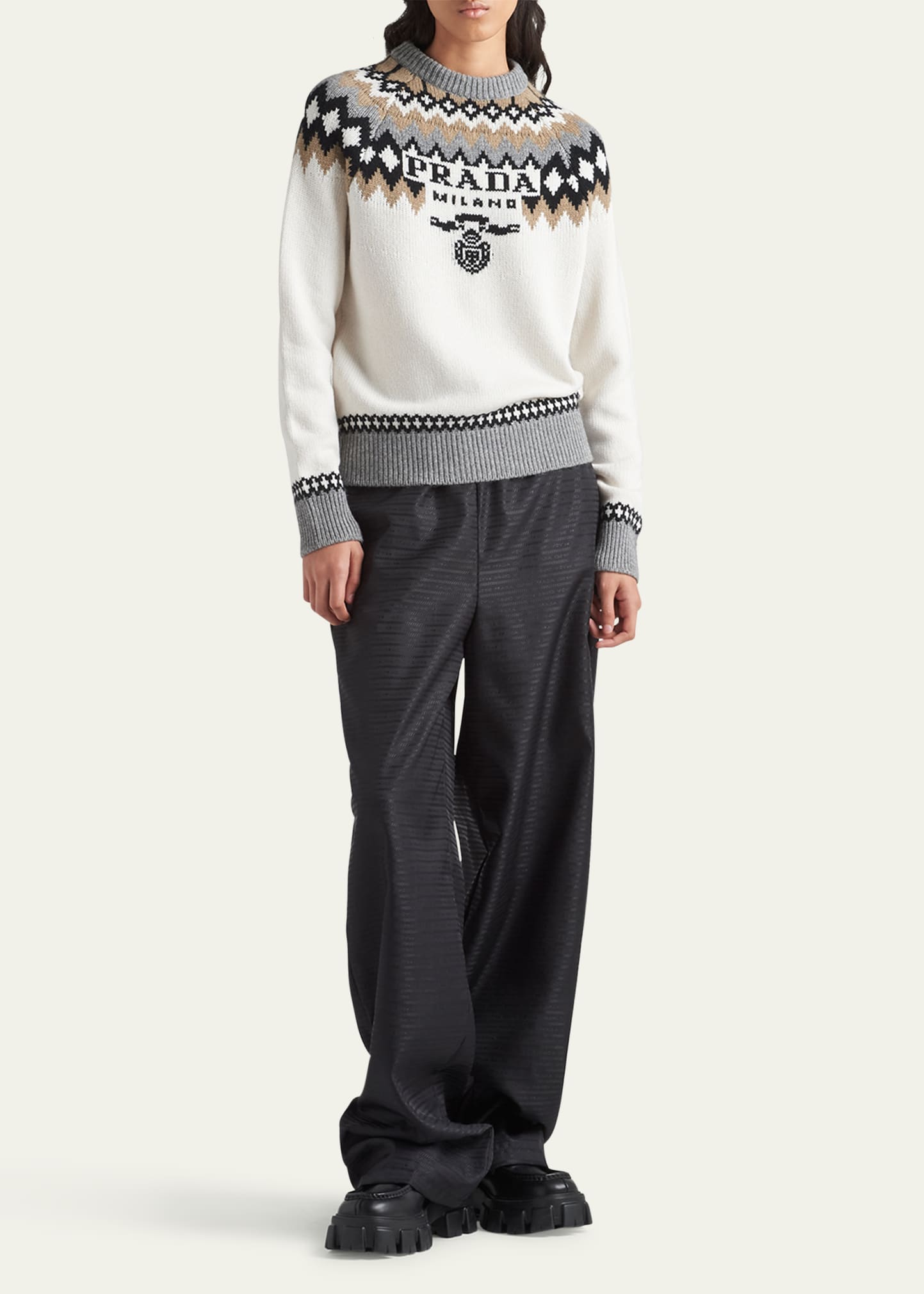 i*e様 PRADA 2018AW ランウェイ カシミア混ニット 48 プラダ ランウェイ ニット PRADA 2018AW ランウェイ カシミア混ニット