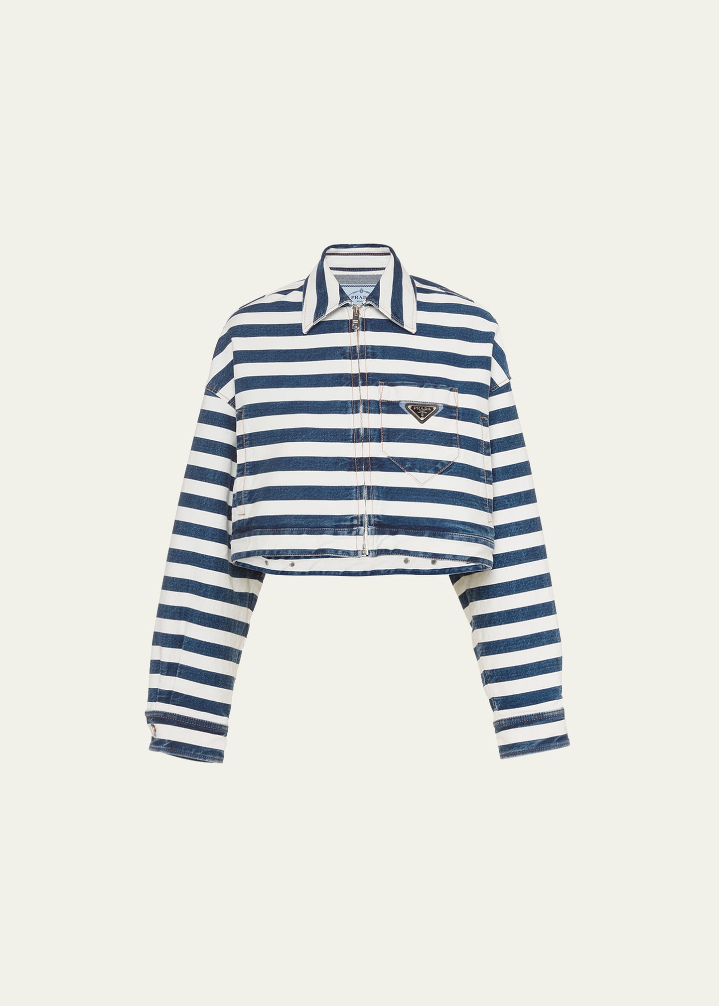 Prada Striped Denim Cropped Jacket - Bergdorf Goodman
