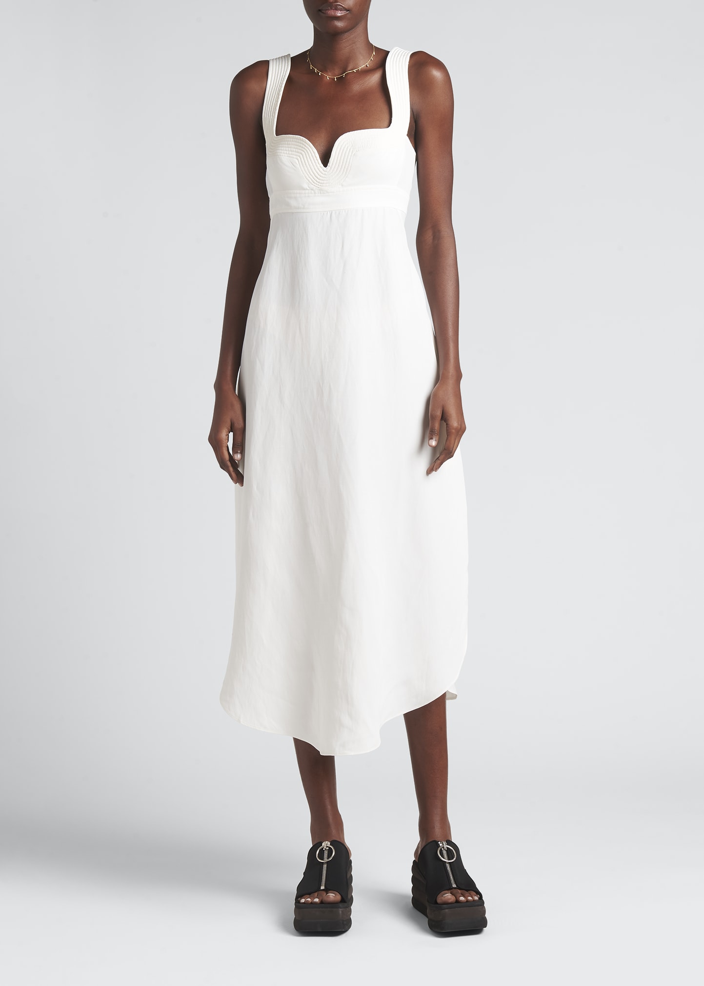 Stella McCartney Linen Sweetheart Midi Dress Bergdorf Goodman