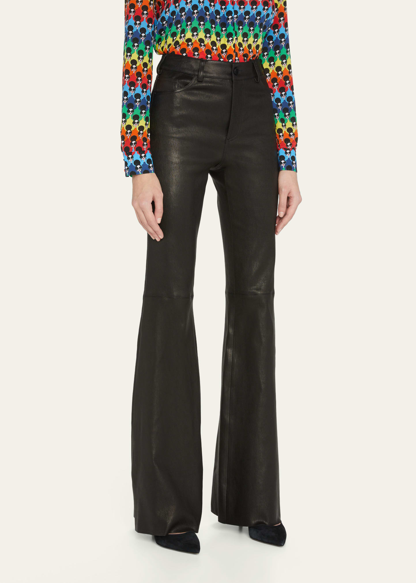 Alice + Olivia Brent High-Waist Leather Bell Pants - Bergdorf Goodman