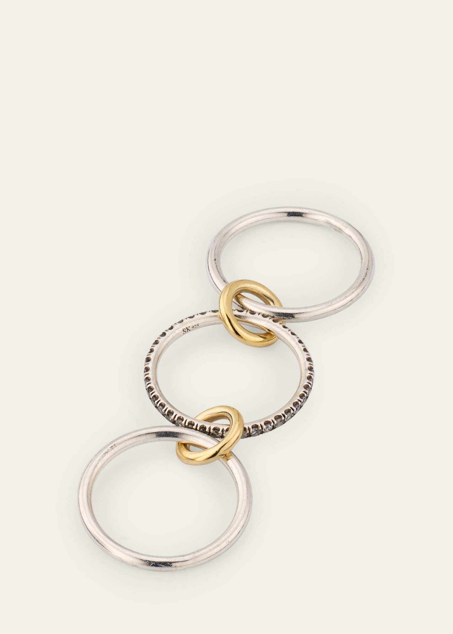 Spinelli Kilcollin Sonny SG Gris Thin 3-Linked Ring in Sterling