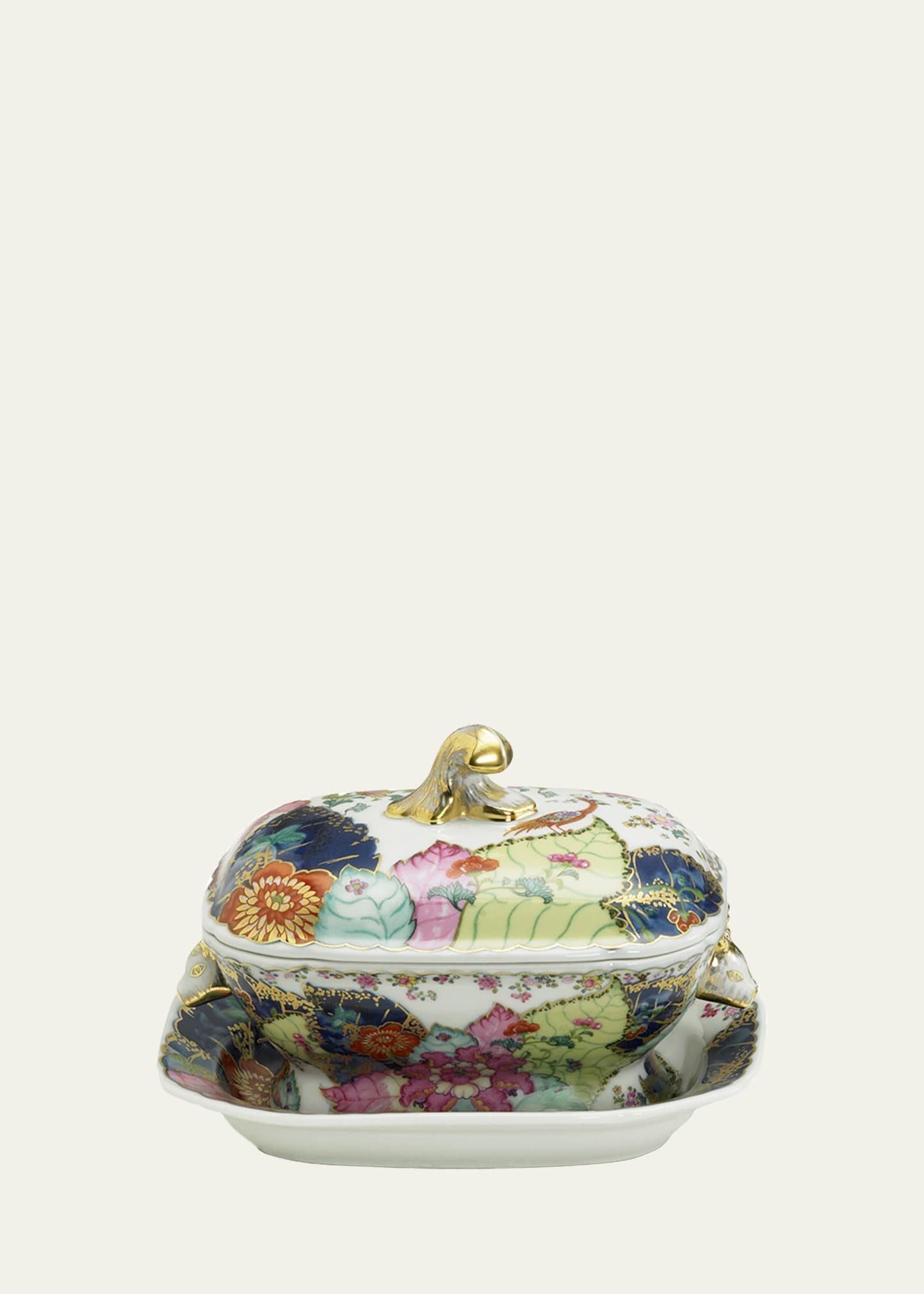 Mottahedeh Tobacco Leaf Small Tureen & Stand