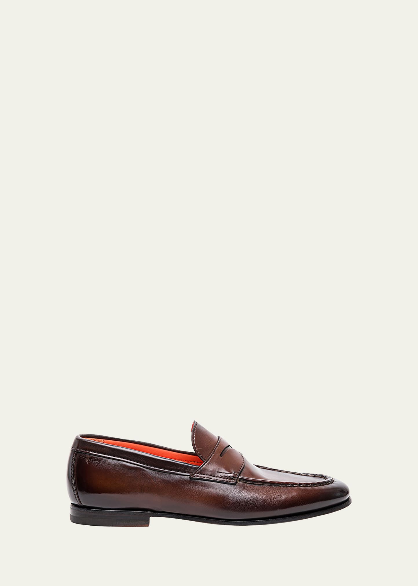 Santoni Men's Door Burnished Leather Penny Loafers - Bergdorf Goodman