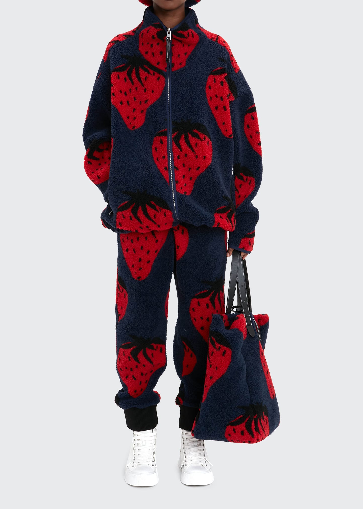 JW Anderson Strawberry Motif Fleece Zip Jacket - Bergdorf Goodman