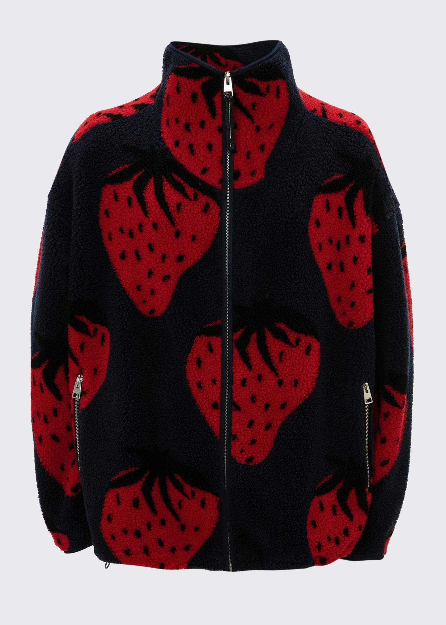JW Anderson Strawberry Motif Fleece Zip Jacket - Bergdorf Goodman