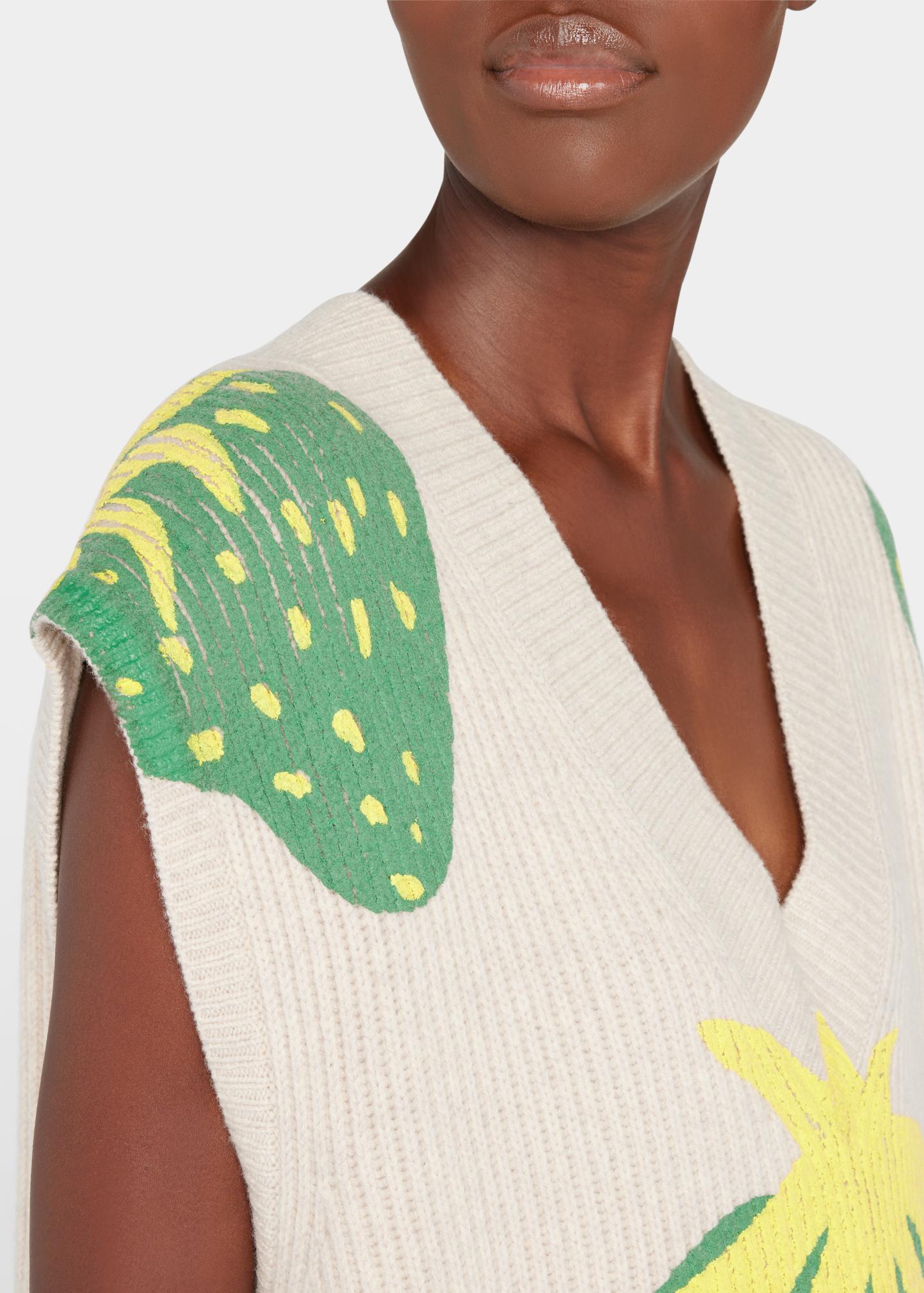 JW Anderson Strawberry-Print Wool V-Neck Vest - Bergdorf Goodman