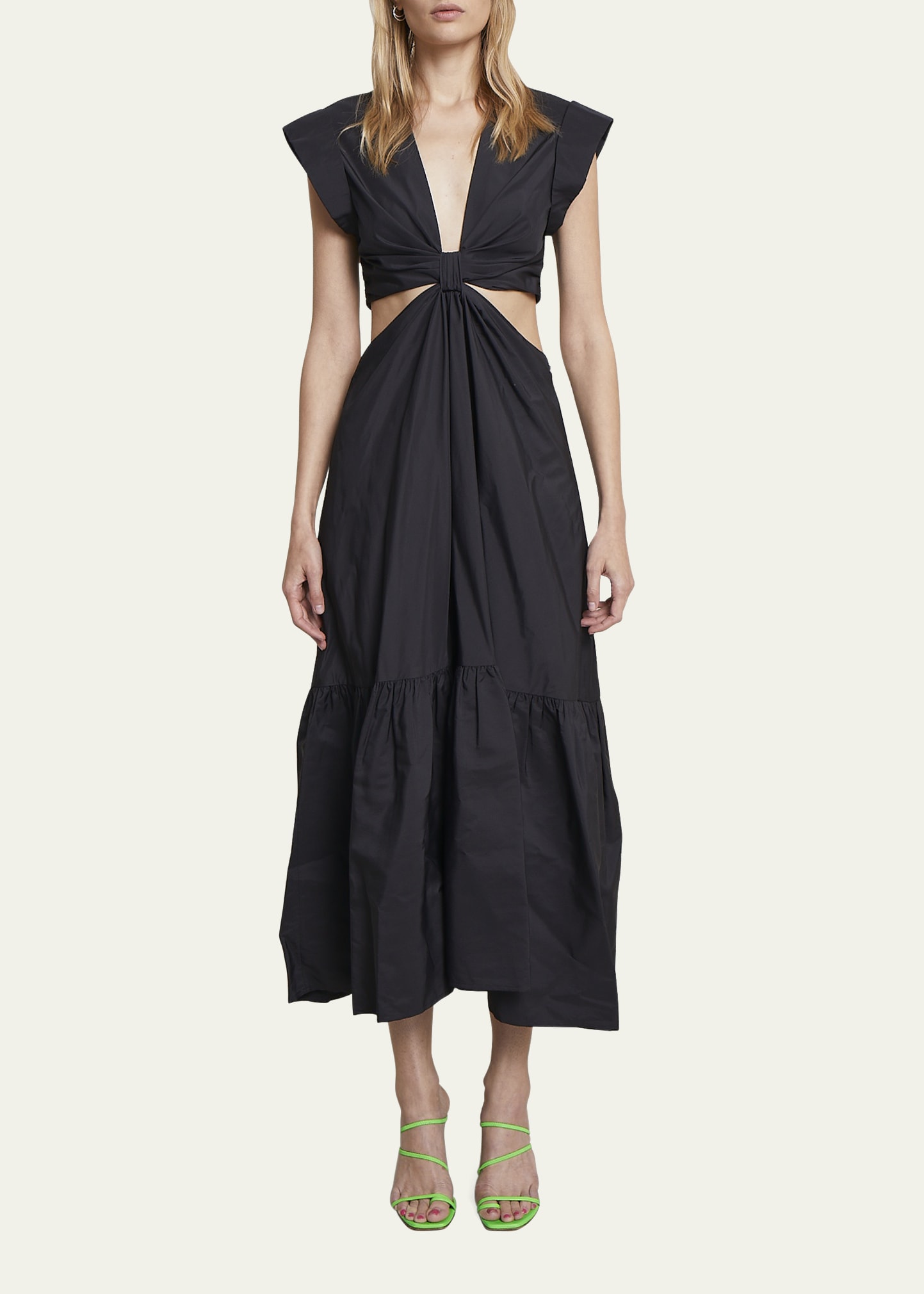 alexandria faux leather cut out dress Vintage Climax Blue Leather Cutout Dress – Recess main image 0