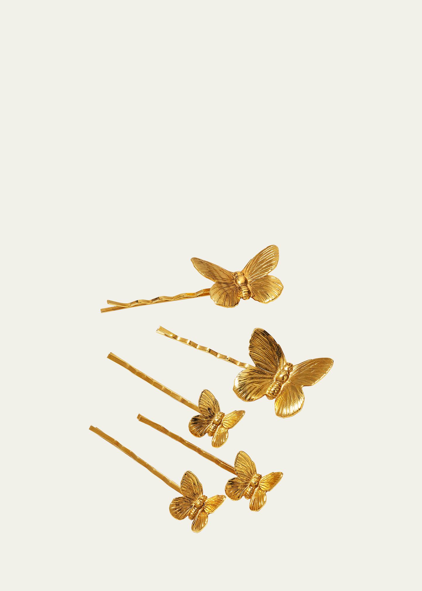 Jennifer Behr Metallic Gold Butterfly Hair Accessory Jennifer Behr Butterfly Hair Pins main image 2