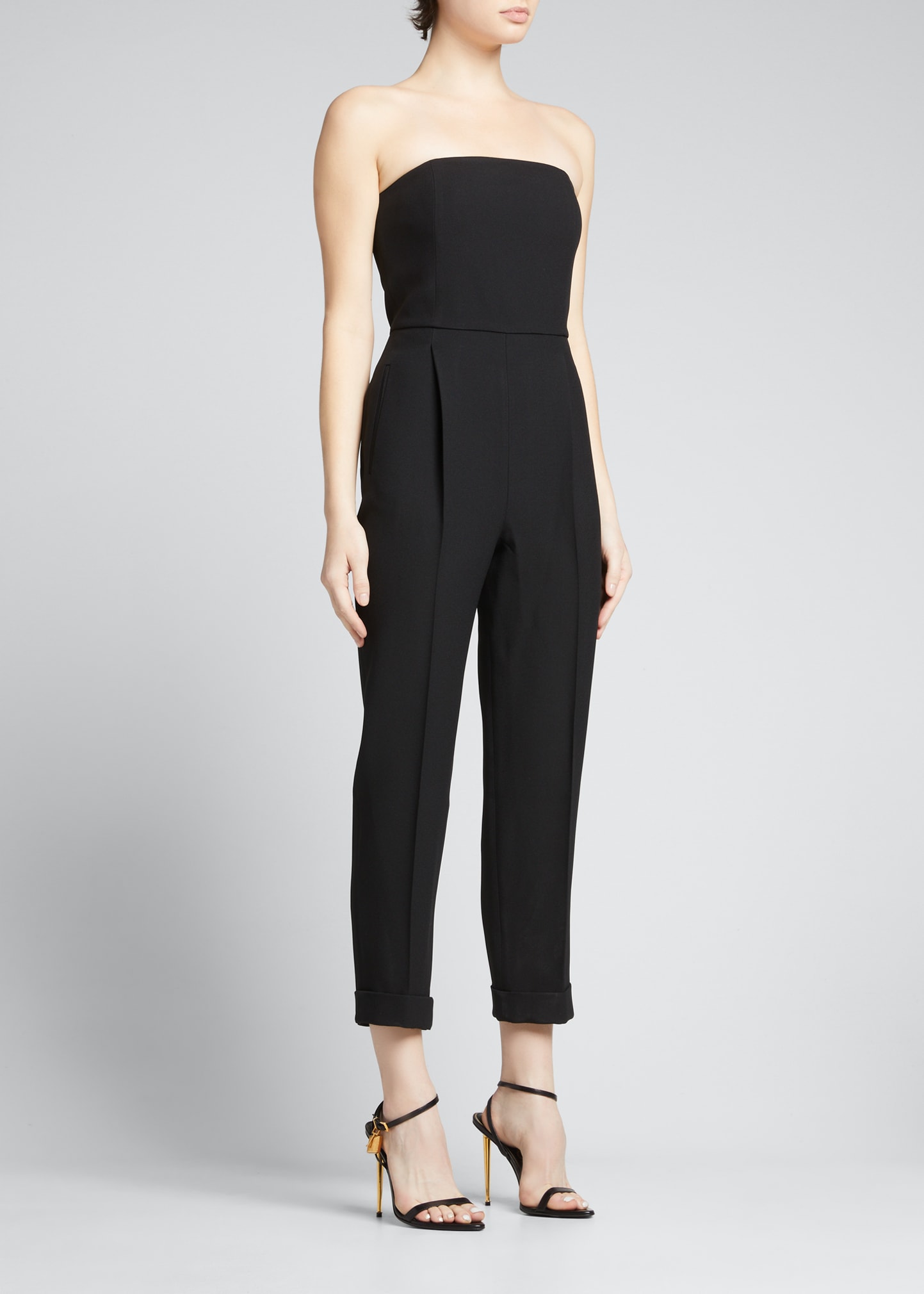 Michael Kors Collection Smocked Strapless Jumpsuit .ng