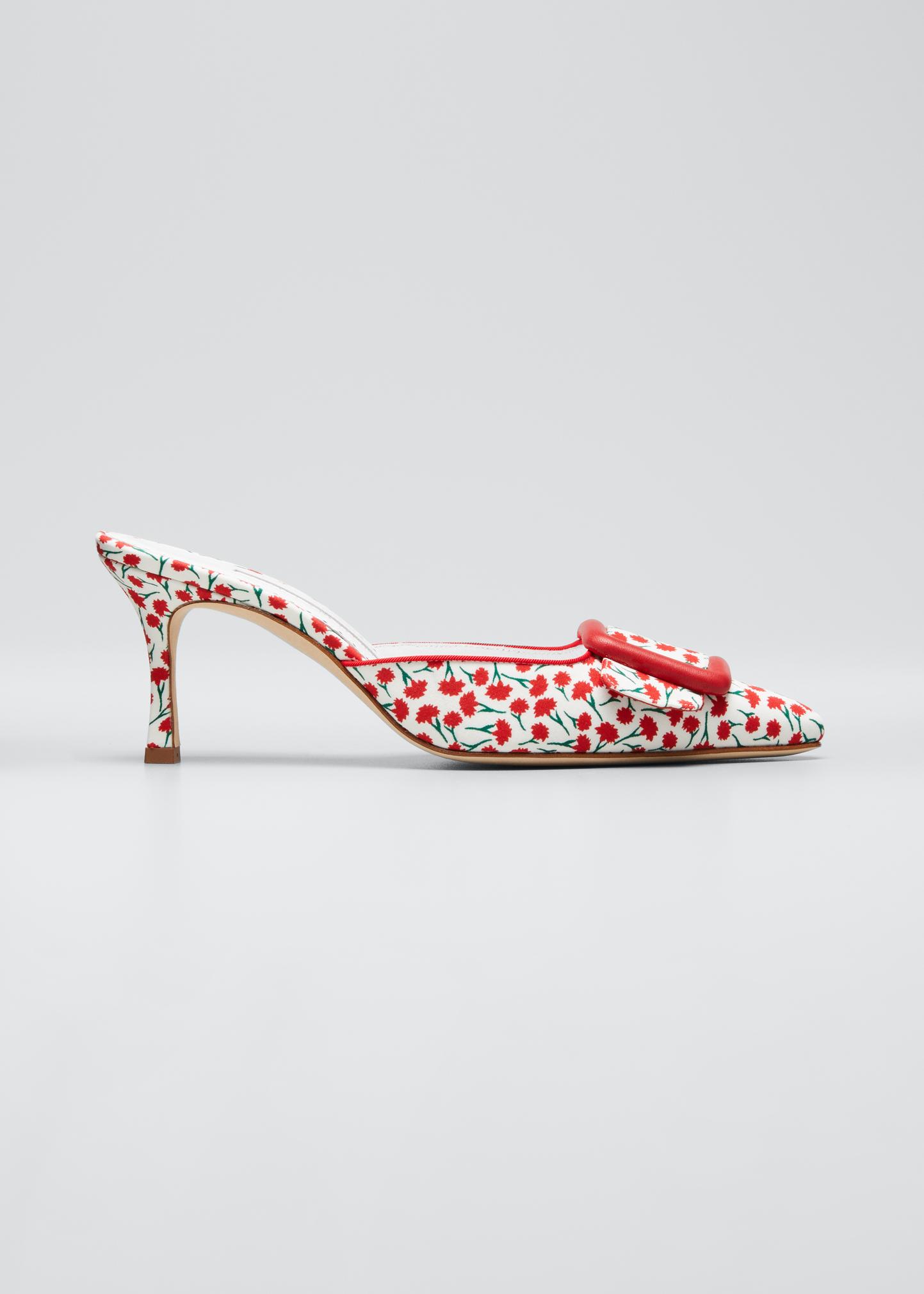 み*い様 【保存袋付】manolo blahnik メイセール/ミュールヒョウ柄 Manolo Blahnik Maysale Floral-Print Buckle Mules - Bergdorf Goodman