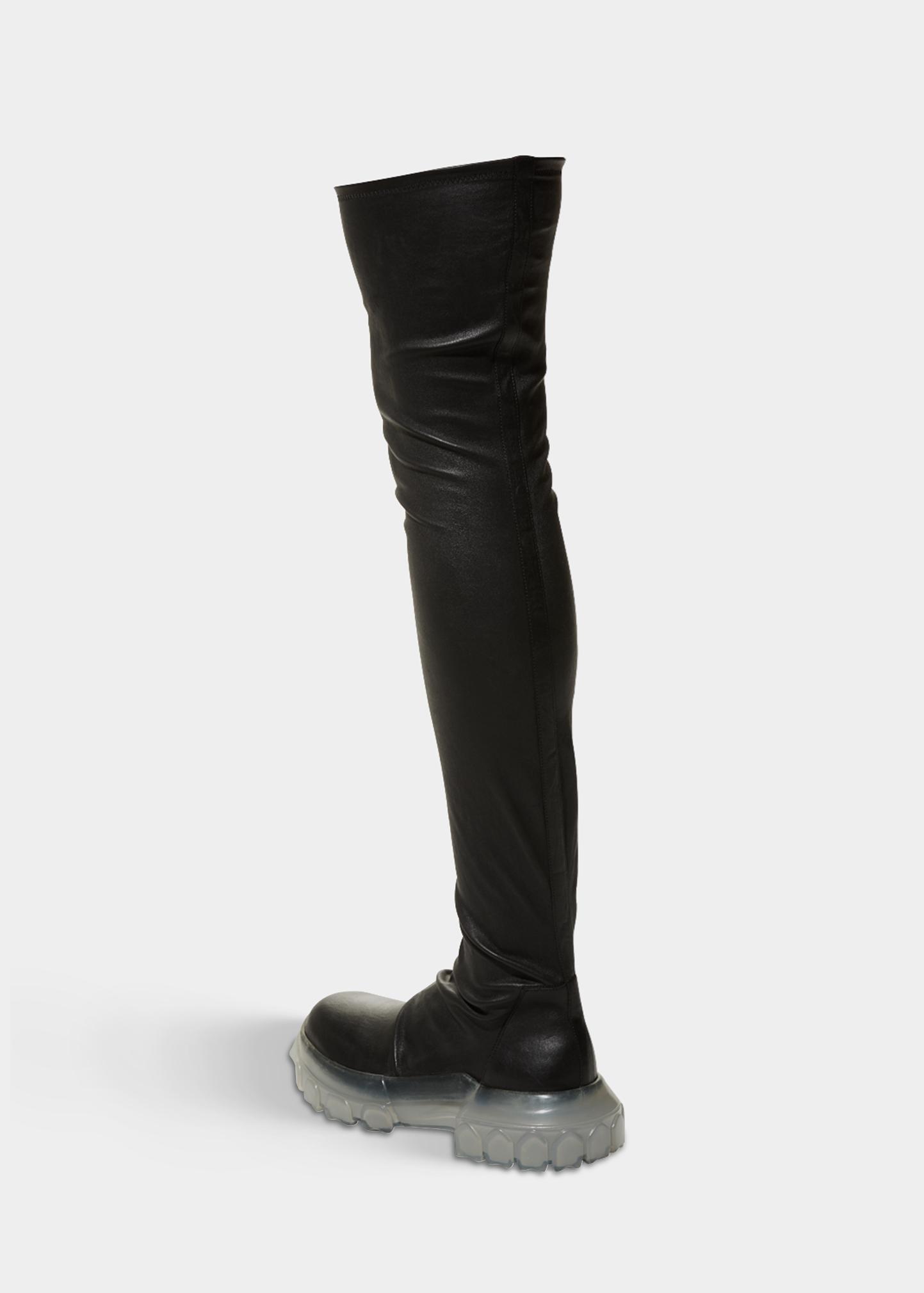 Rick Owens Bozo Thigh-High Stocking Tractor Boots - Bergdorf Goodman