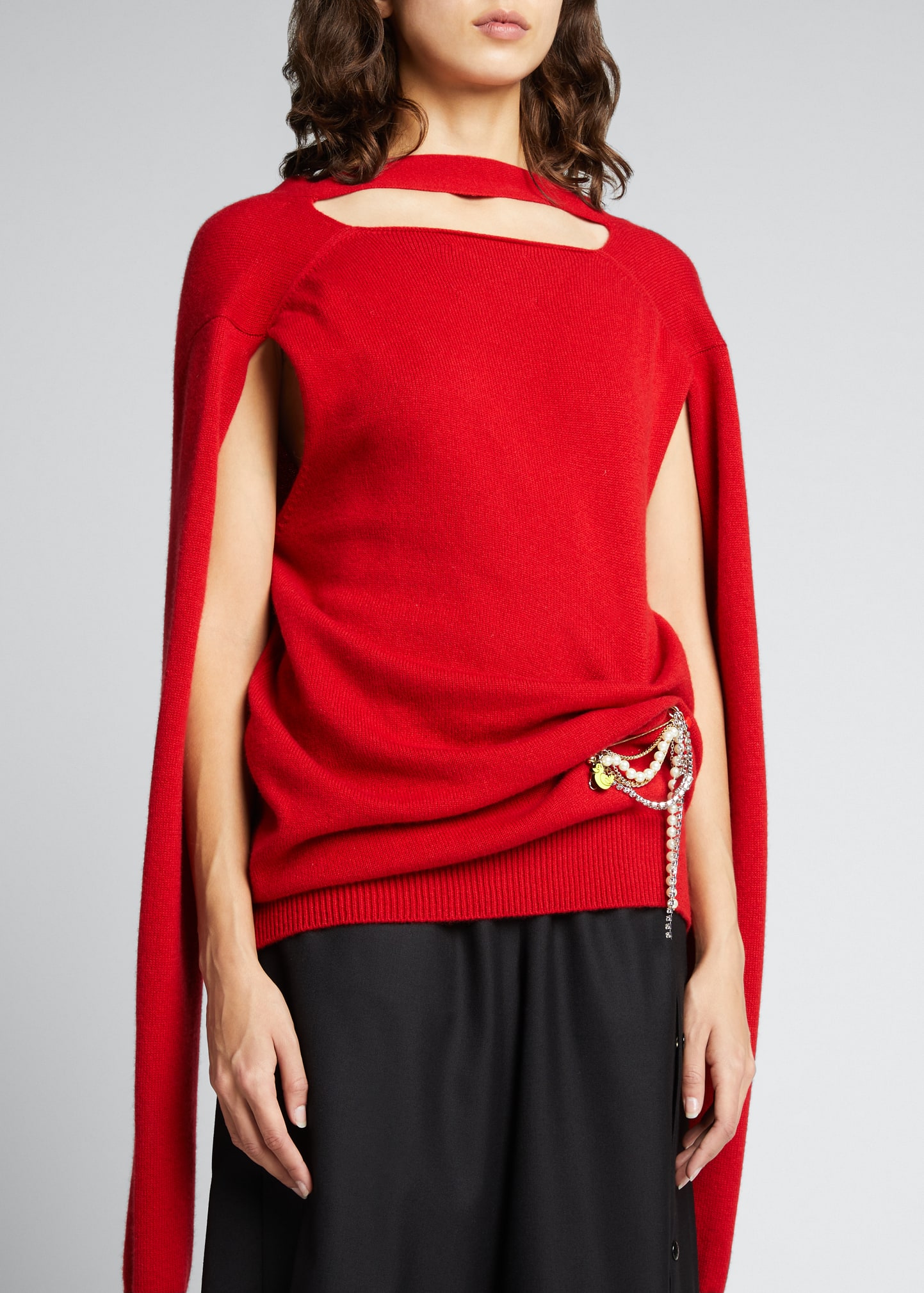 MERYLL ROGGE Draped Cashmere Cardigan w/ Brooch - Bergdorf Goodman