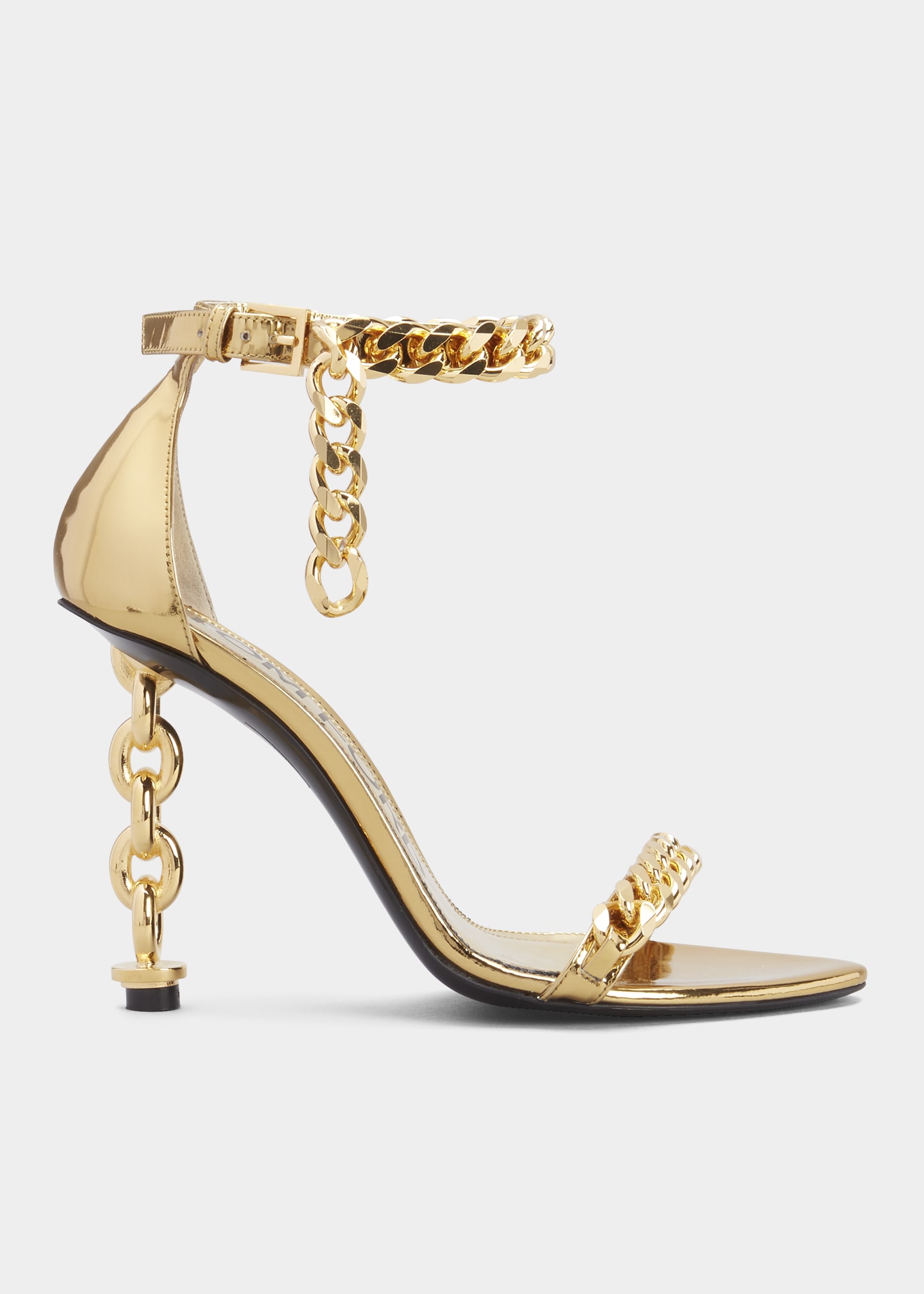 TOM FORD Mirror Chain Leather Sculptural-Heel Sandals - Bergdorf Goodman