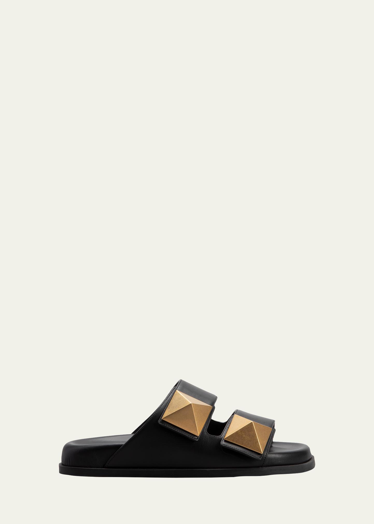 Valentino Garavani Roman Stud Dual-Band Slide Sandals 