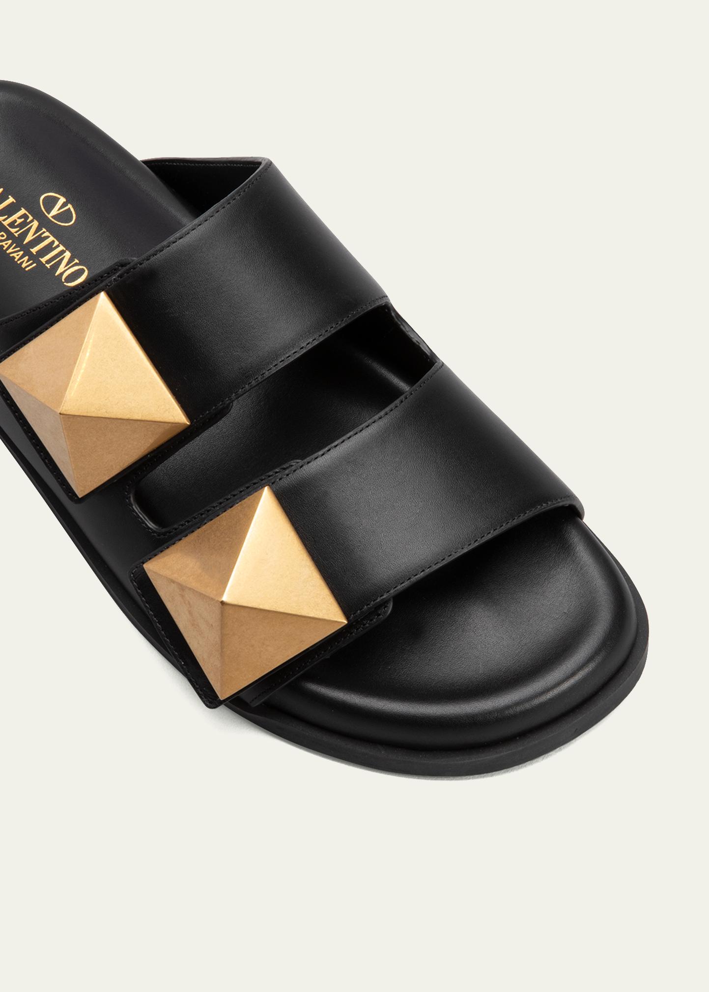 Valentino Garavani Roman Stud Dual-Band Slide Sandals 