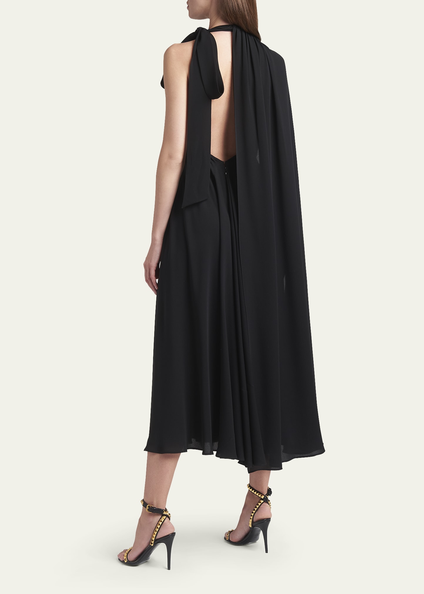 valentino pleated cape dress Valentino Pleated Silk-Georgette Cape Dress