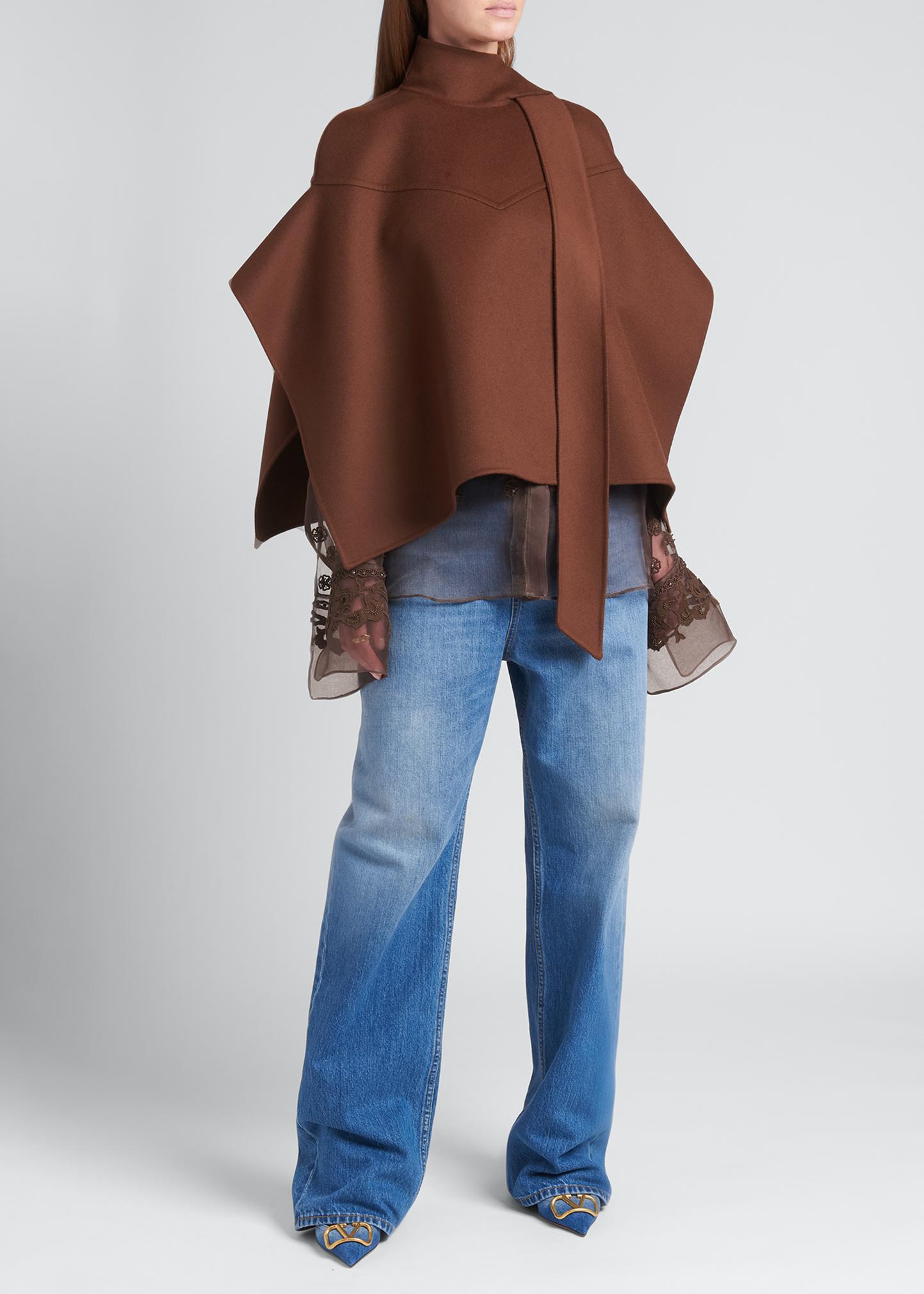 Valentino Garavani Tie-Neck Wool-Cashmere Poncho - Bergdorf Goodman