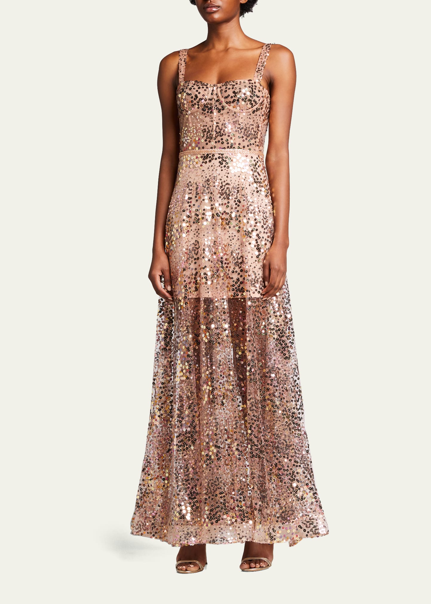 Bronx and Banco Midnight Gold Sequin Tulle Gown - Bergdorf Goodman
