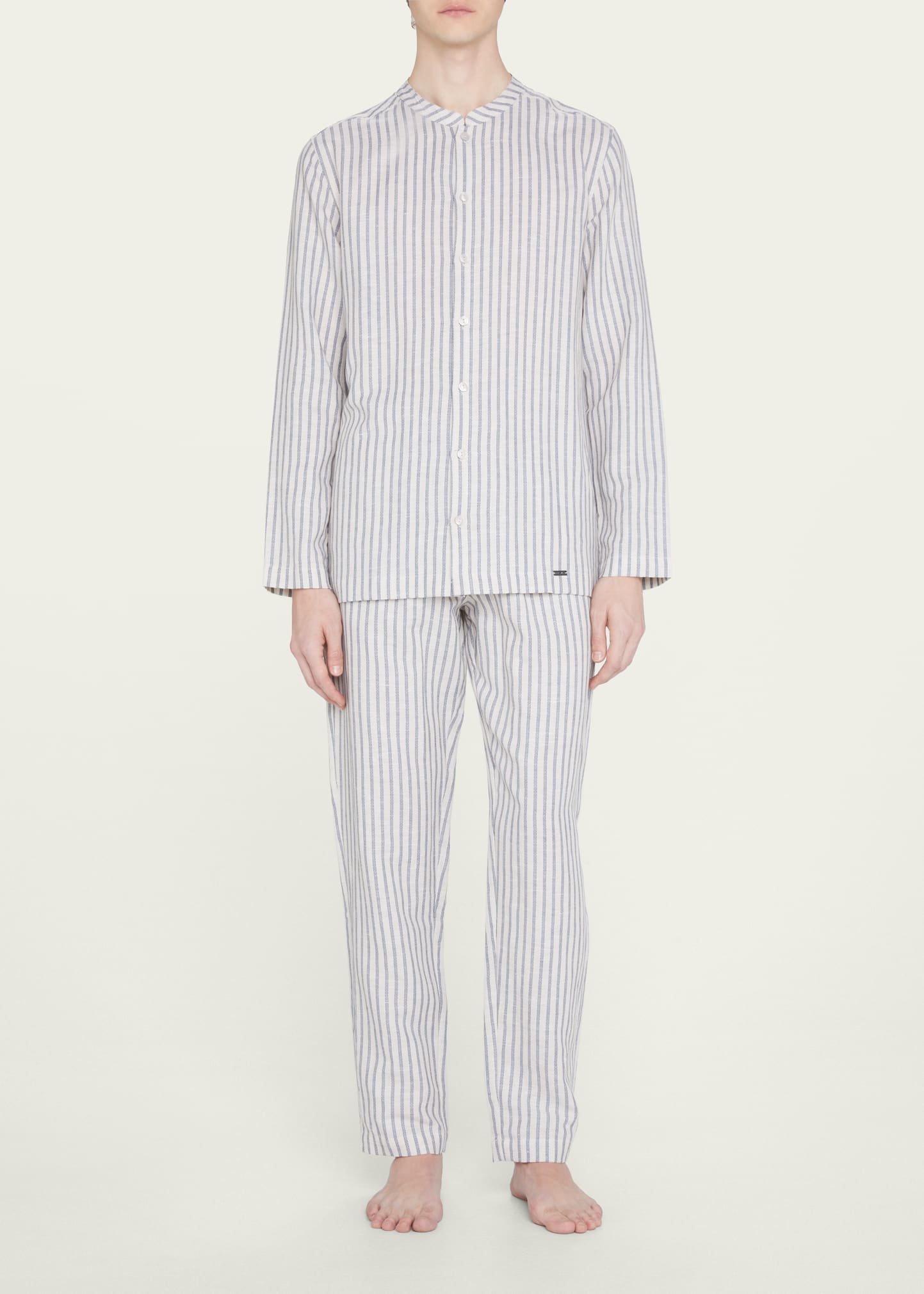 Hanro Men's Anteo Stripe Linen-Cotton Pants