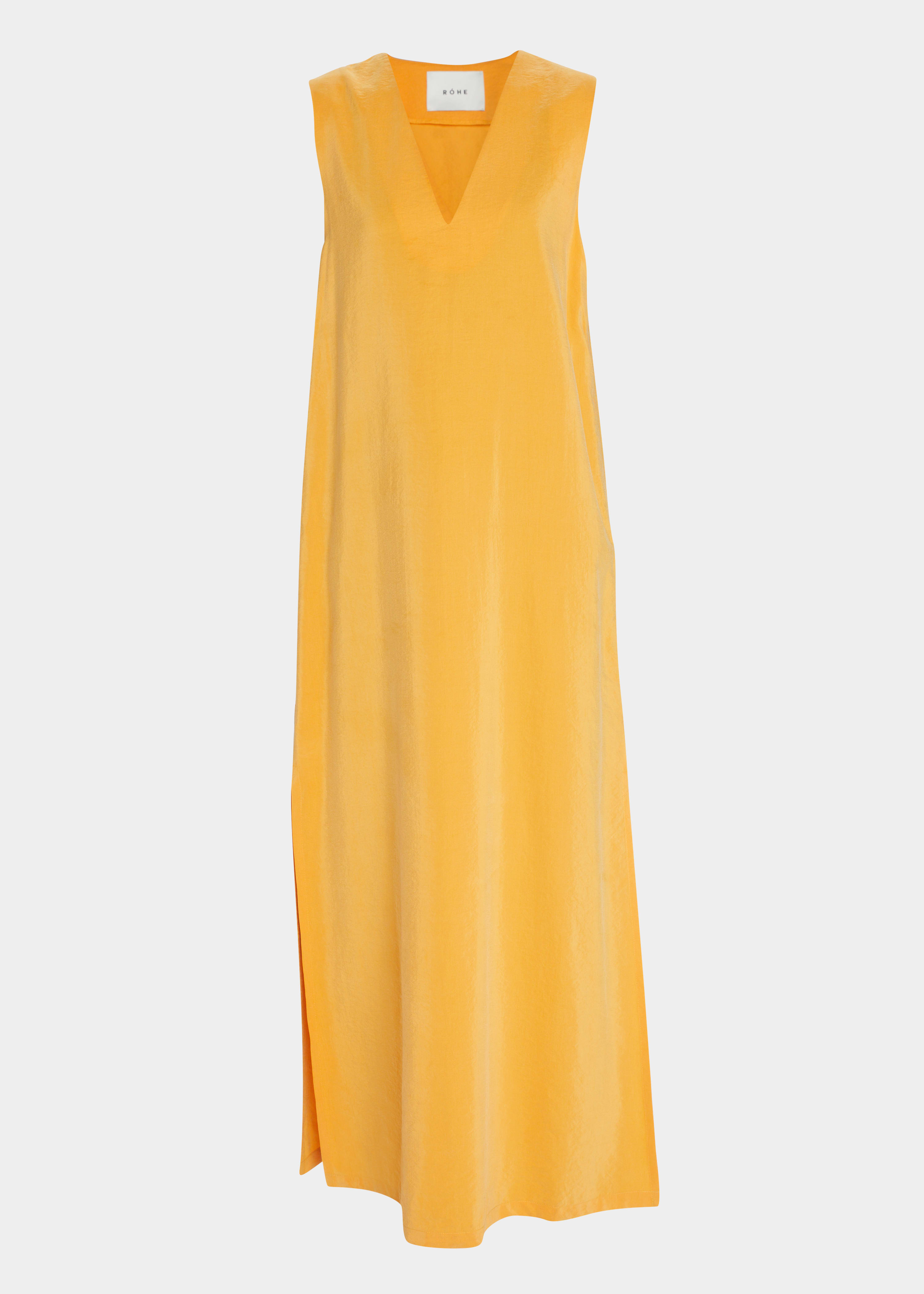 rohe orange dress Rohe V Neck Silk Dress in Burnt Orange