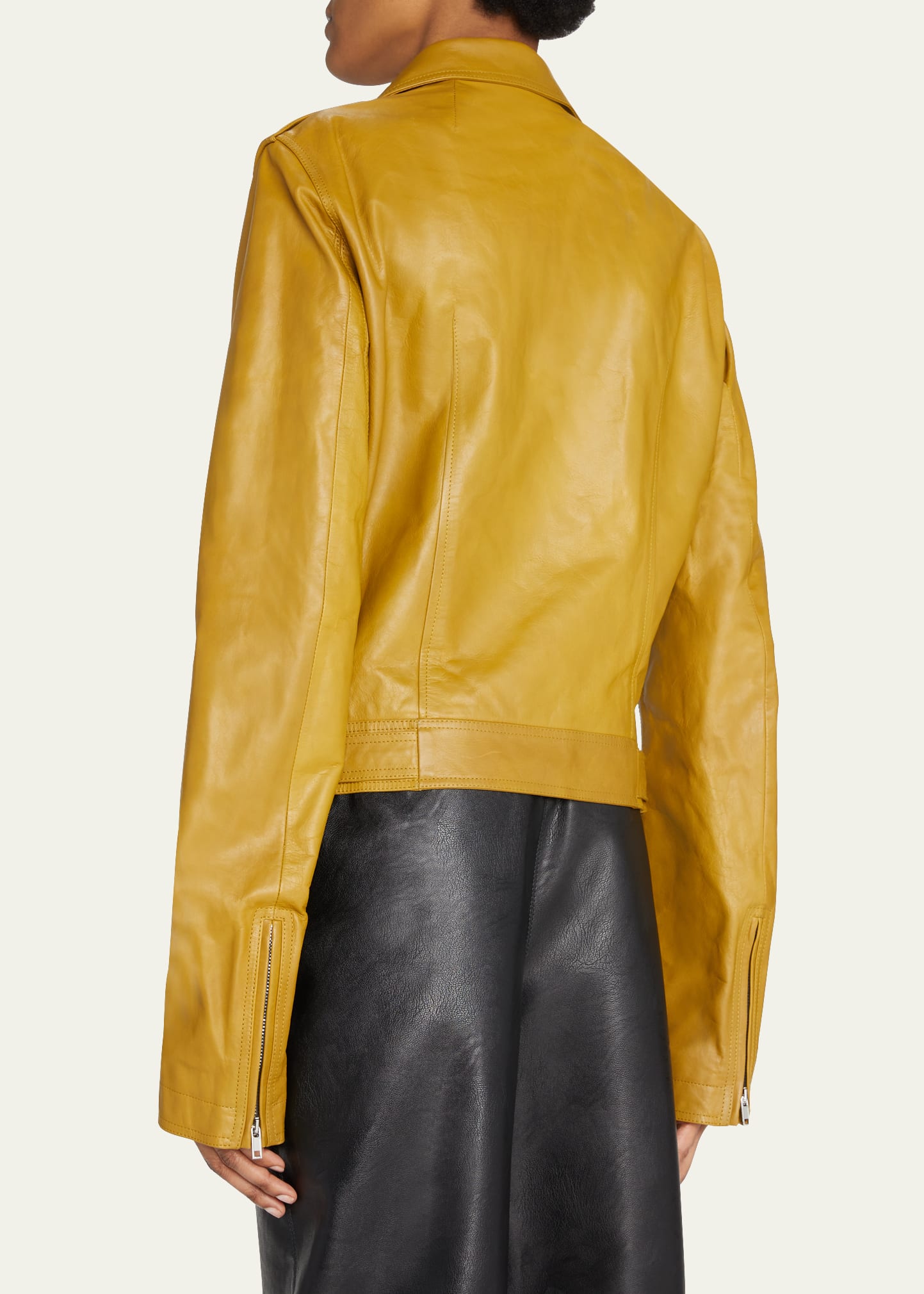 Rick Owens Leather Zip Biker Jacket - Bergdorf Goodman