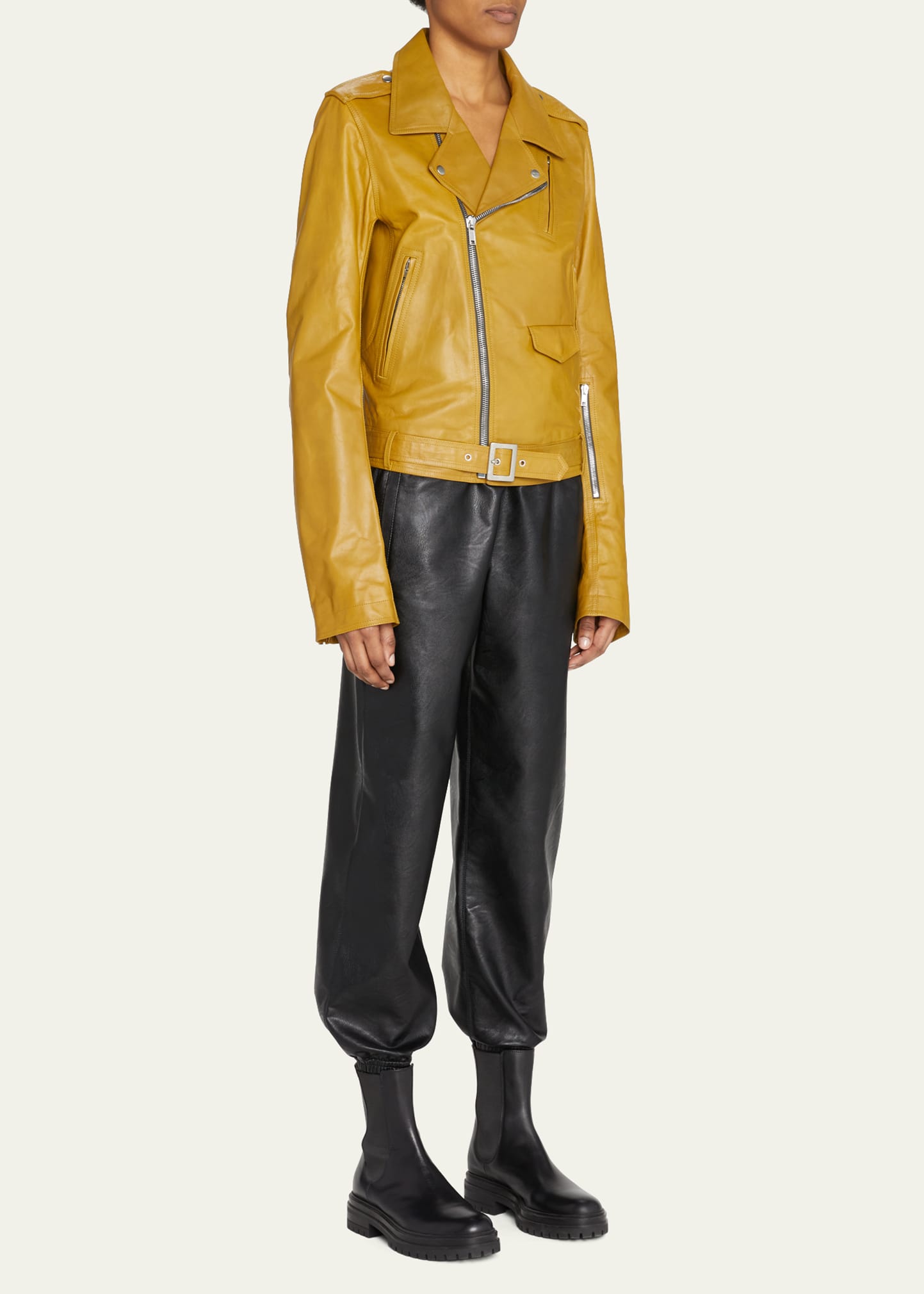 【RickOwens】Sail Biker Jacket 38 SULPHATE $2190 Rick Owens Blistered Leather Princess Biker Zip Jacket 38 4