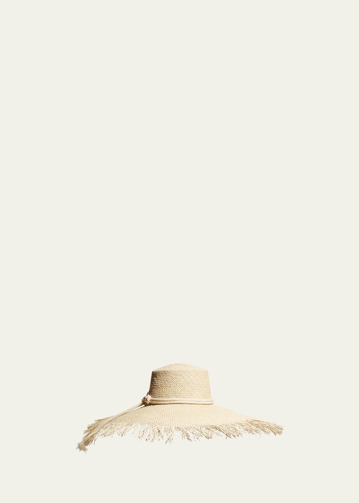 Eugenia Kim Straw Trim Valentina Wide Brim Hat Eugenia Kim Valentina Raffia Large Brim Hat With Chain  main image 2