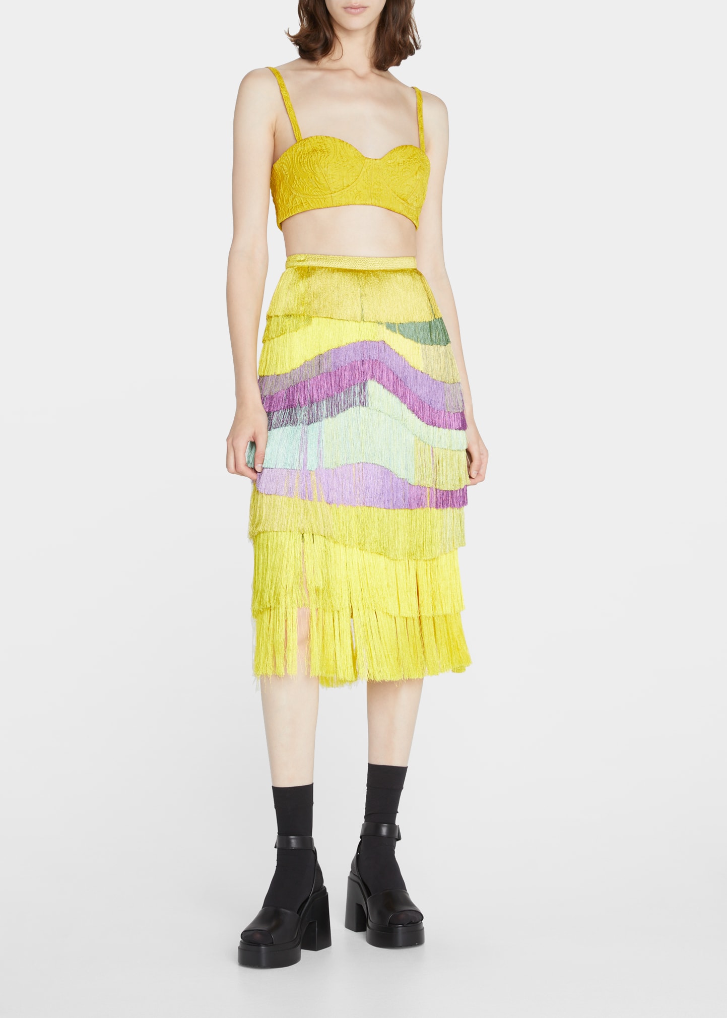 Dries Van Noten Tiered Fringe Straight Skirt - Bergdorf Goodman