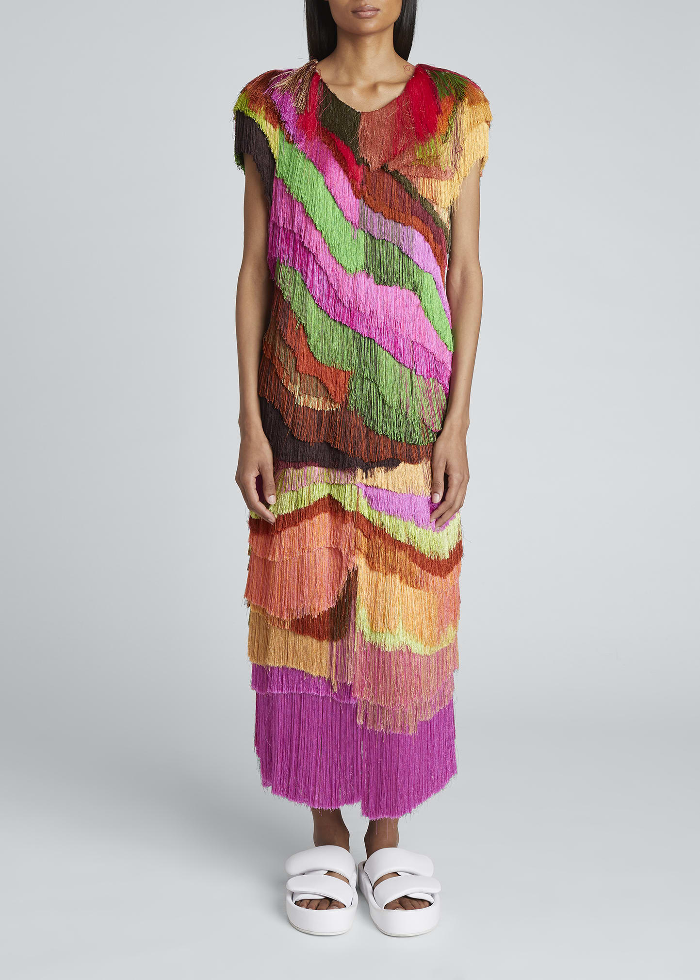 Dries Van Noten Tiered Fringe Dress - Bergdorf Goodman