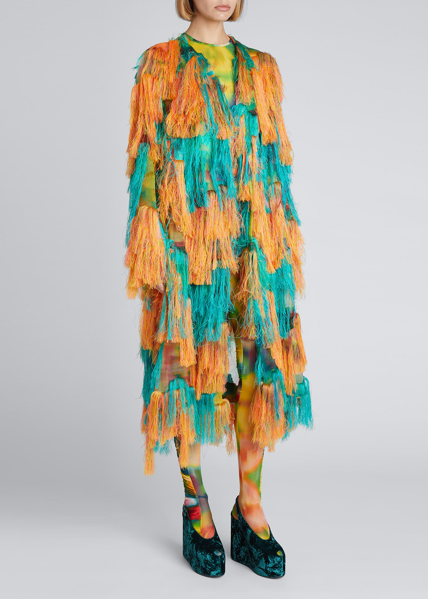 Dries Van Noten Fringe Fil Coupe Jacquard Organza Coat - Bergdorf