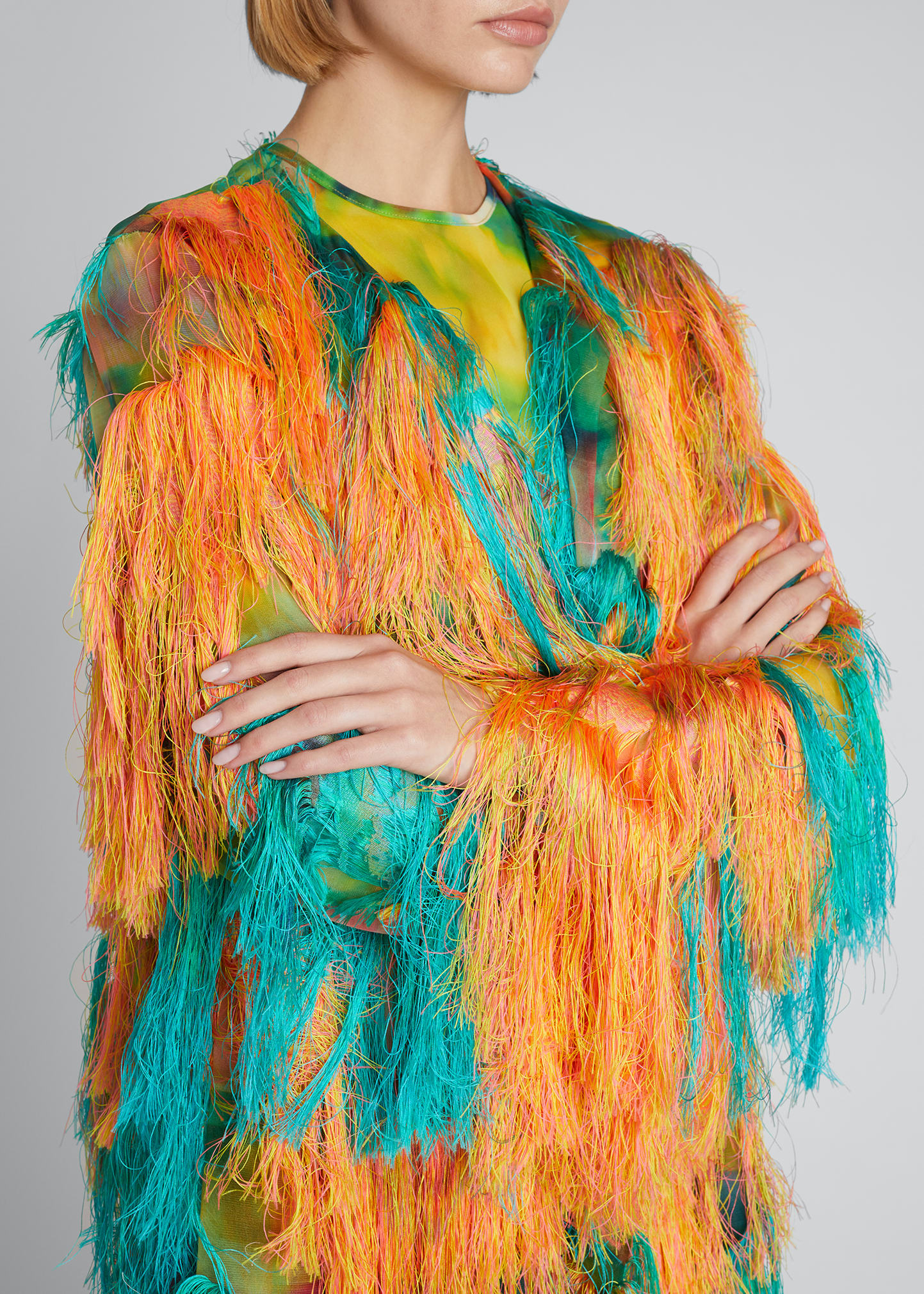Dries Van Noten Fringe Fil Coupe Jacquard Organza Coat - Bergdorf