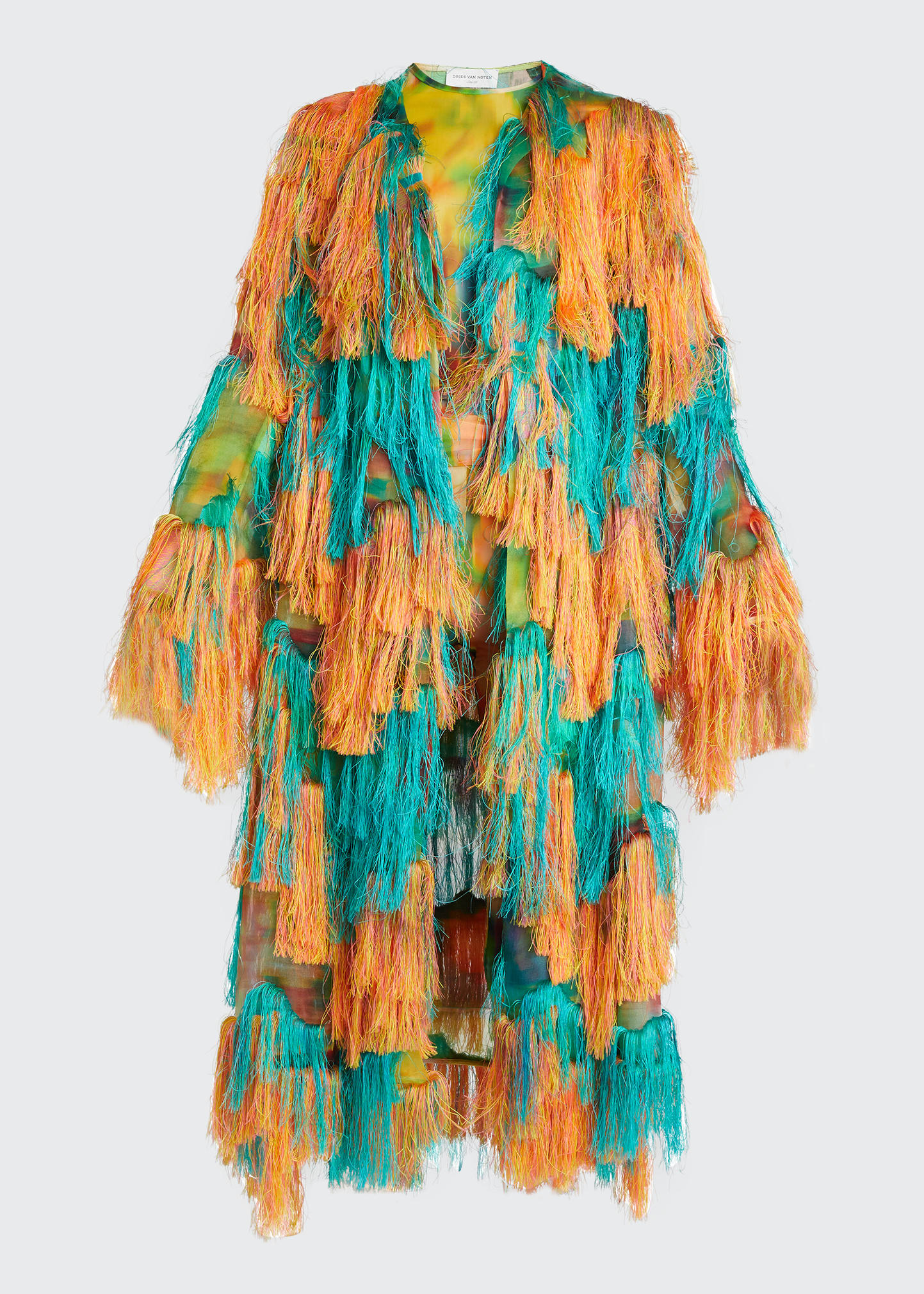 Dries Van Noten Fringe Fil Coupe Jacquard Organza Coat - Bergdorf