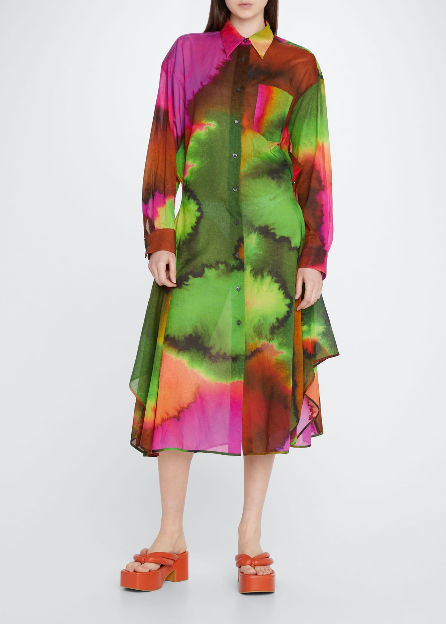Dries Van Noten Watercolor Cotton Voile Midi Dress - Bergdorf Goodman
