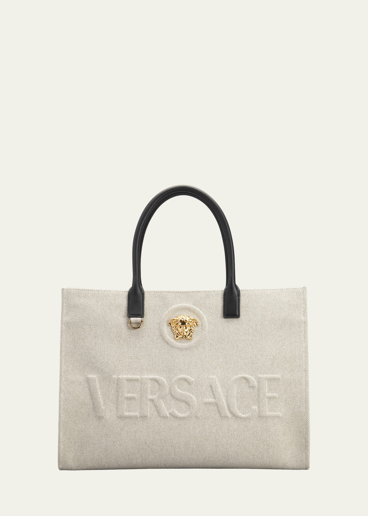 VERSACE: La Medusa bag in canvas with application - Black