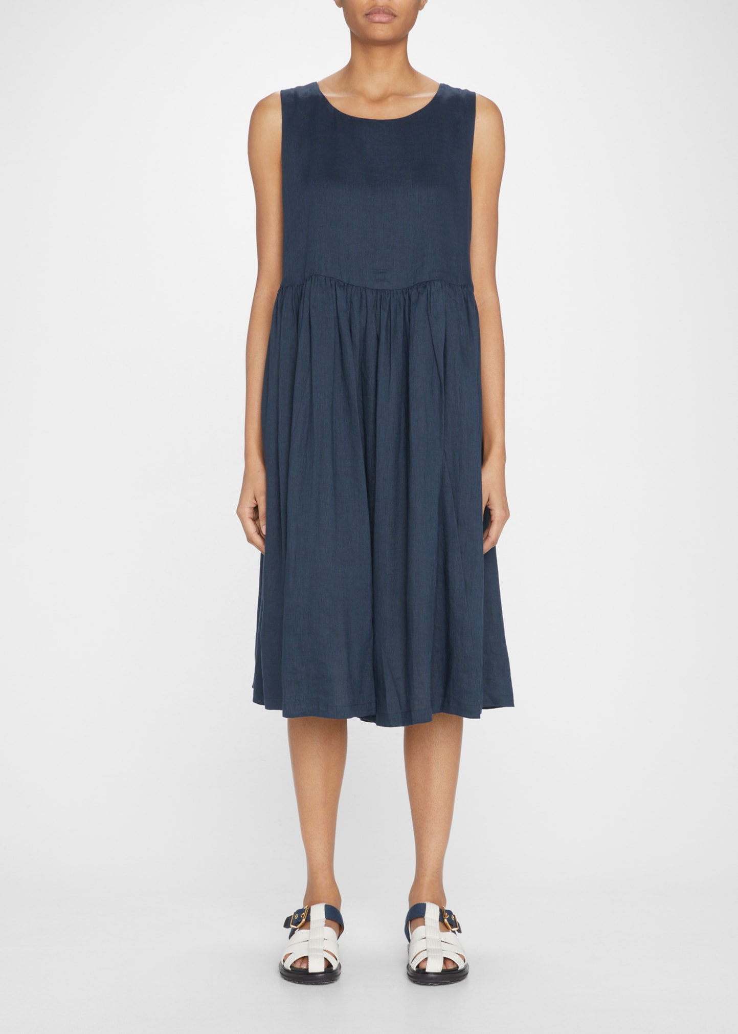 Ulla Johnson Cosette Pleated Midi Dress w/ Belt - Bergdorf Goodman