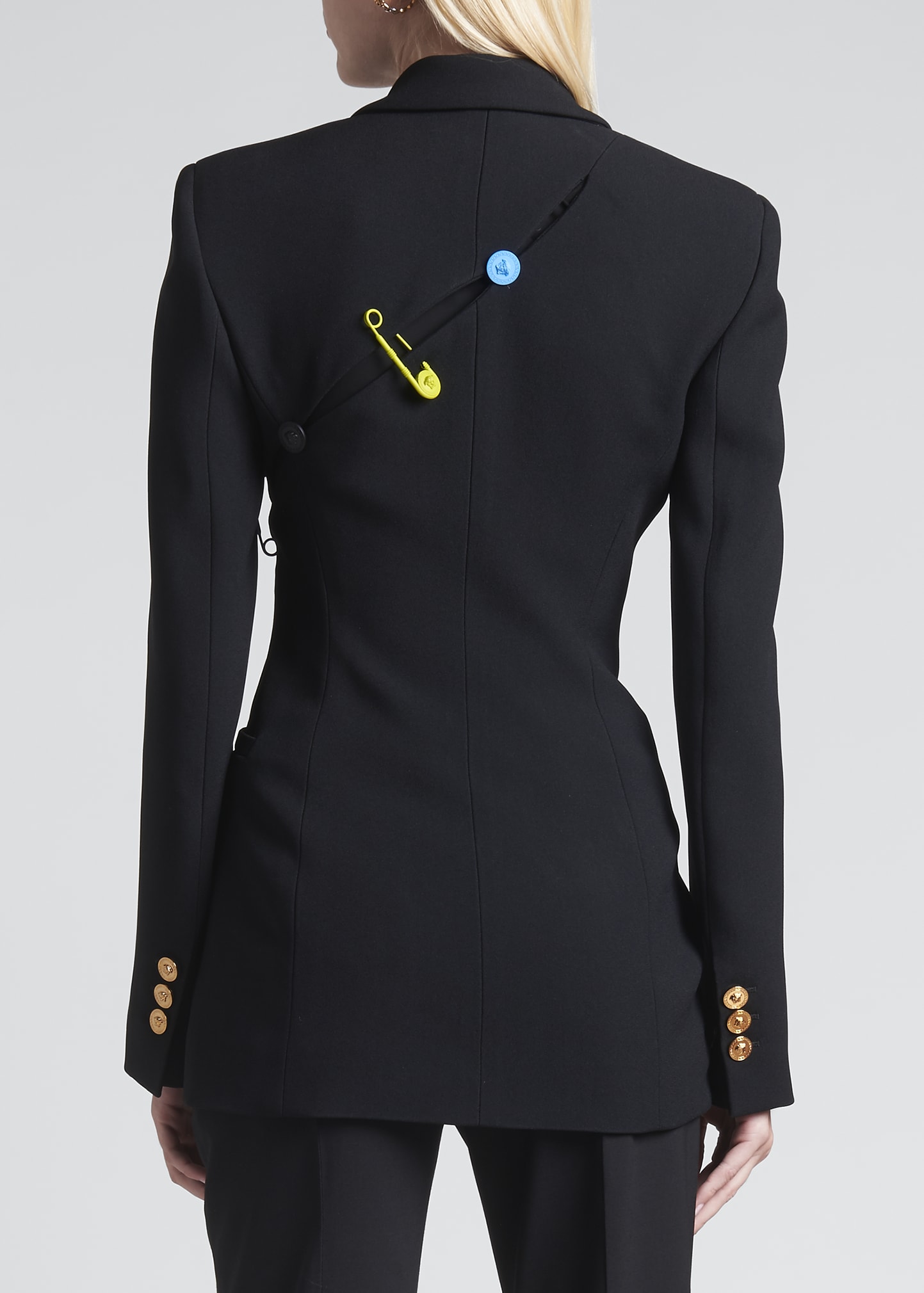 Versace Safety-Pin Button Slash Blazer Jacket Bergdorf Goodman