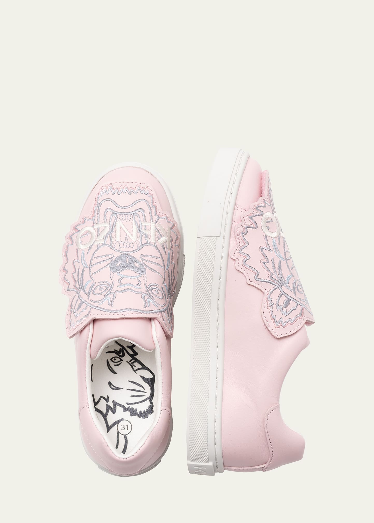 Kenzo Kid's Tiger Leather Low-Top Sneakers, Toddler/Kids