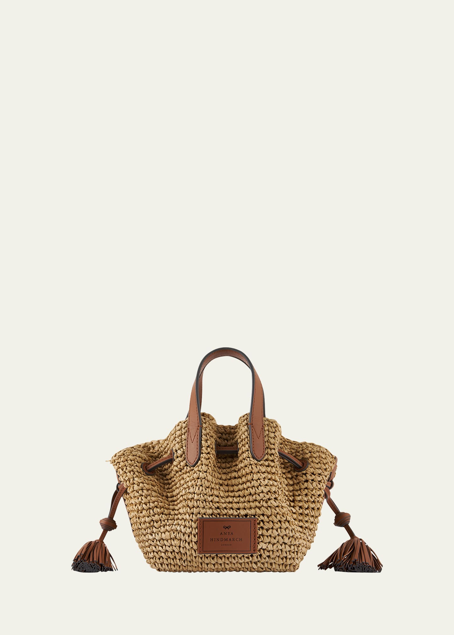 Anya Hindmarch Small Drawstring Straw Crossbody Tote Bag