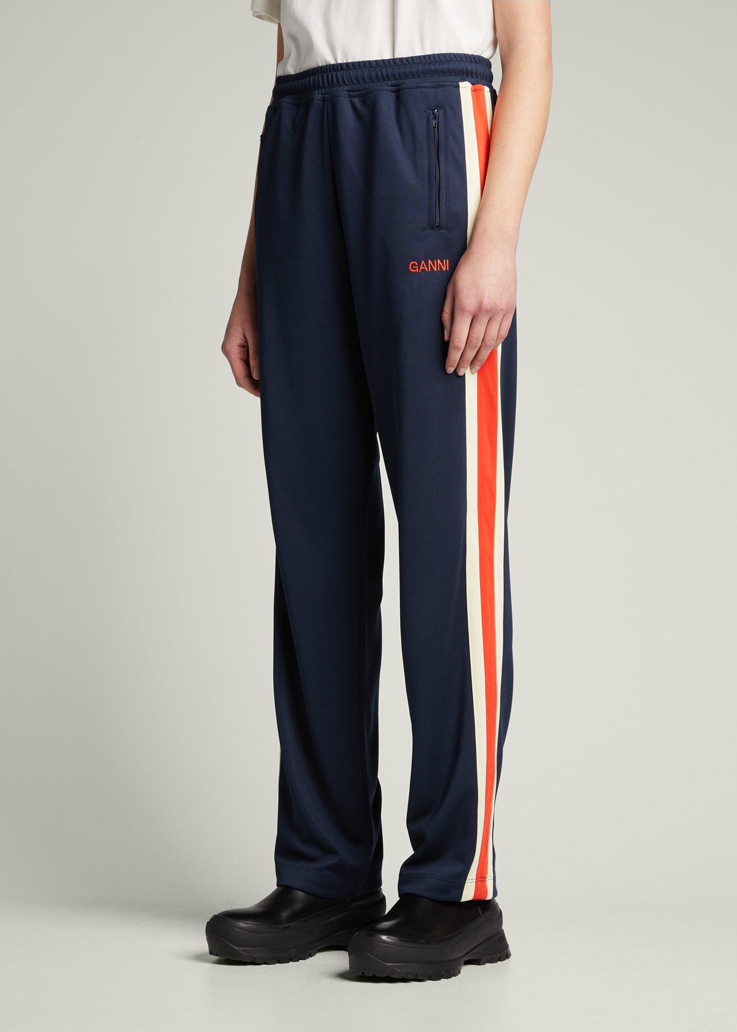 Ganni Logo Zip-Pocket Track Pants - Bergdorf Goodman
