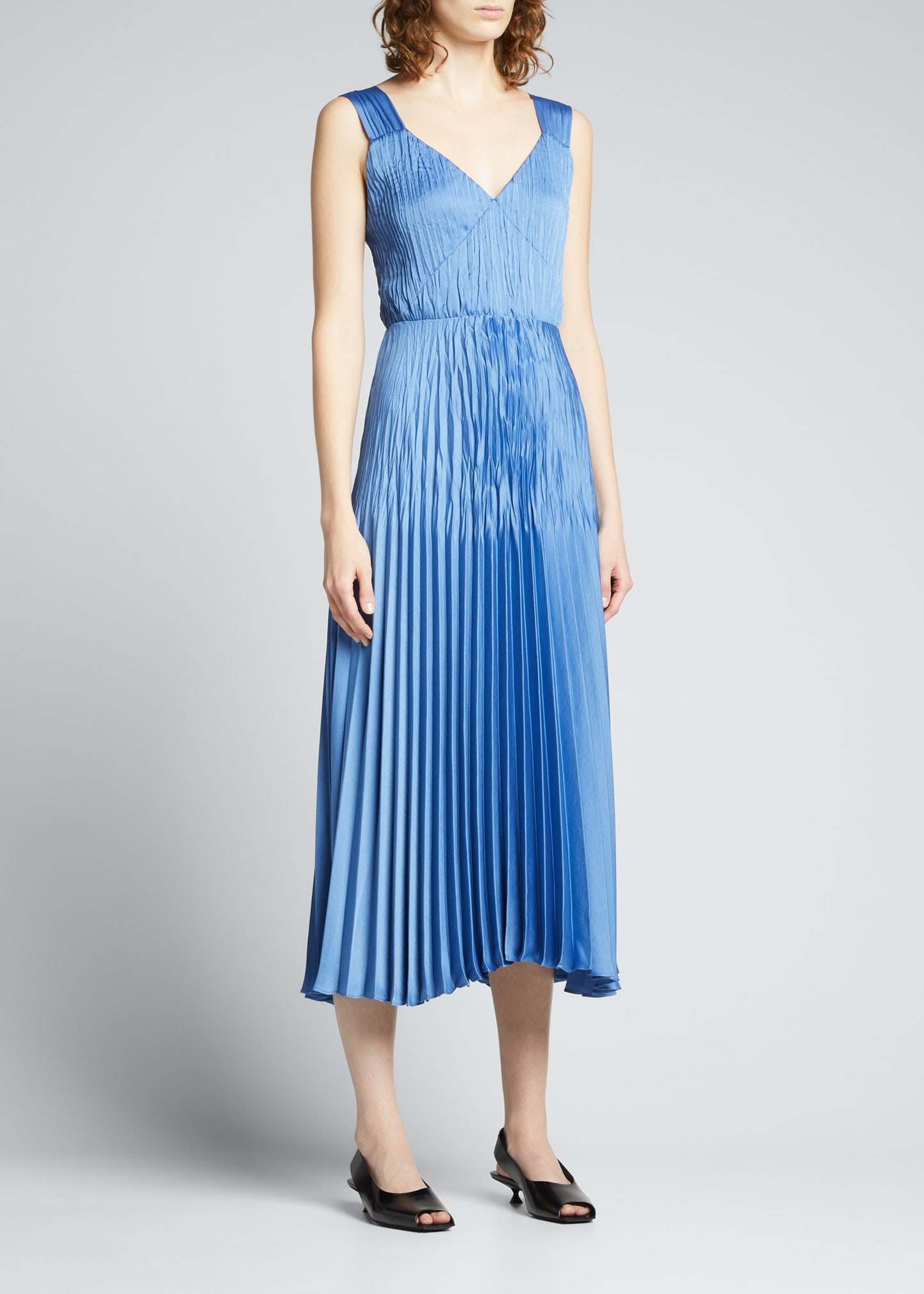 Vince blue pleated clearance dress