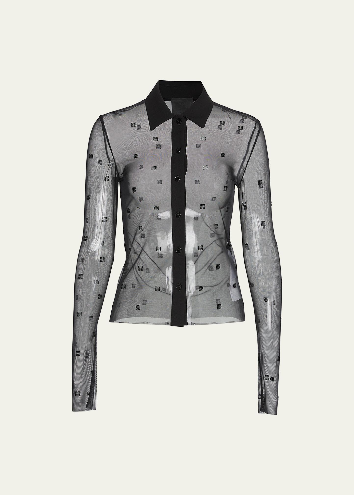 Givenchy 4G Monogram Semi-Sheer Blouse - Bergdorf Goodman